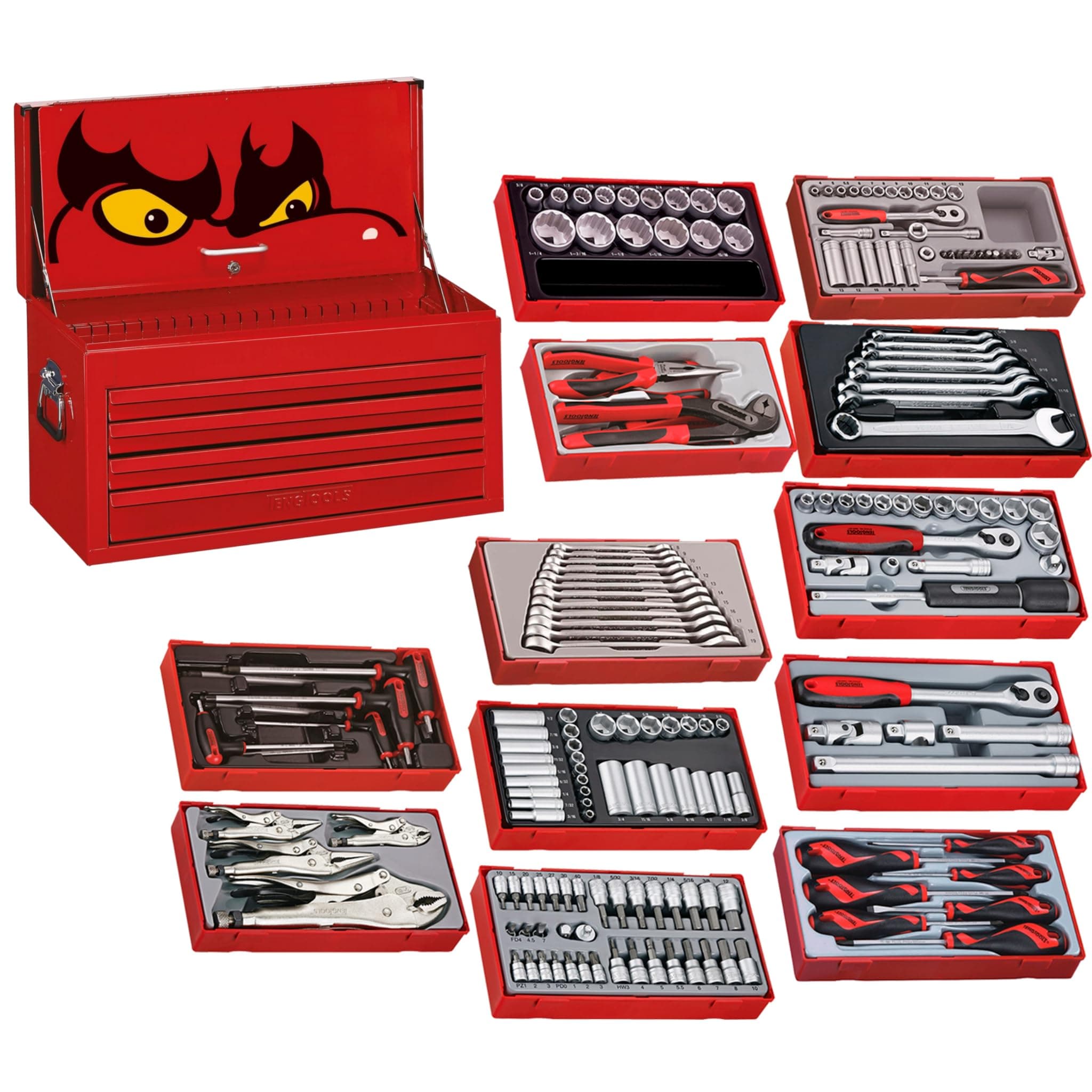 Teng Tools 184 Piece Complete Mixed Service Tool Kit With Free Tool Box - TC806SV-KIT1