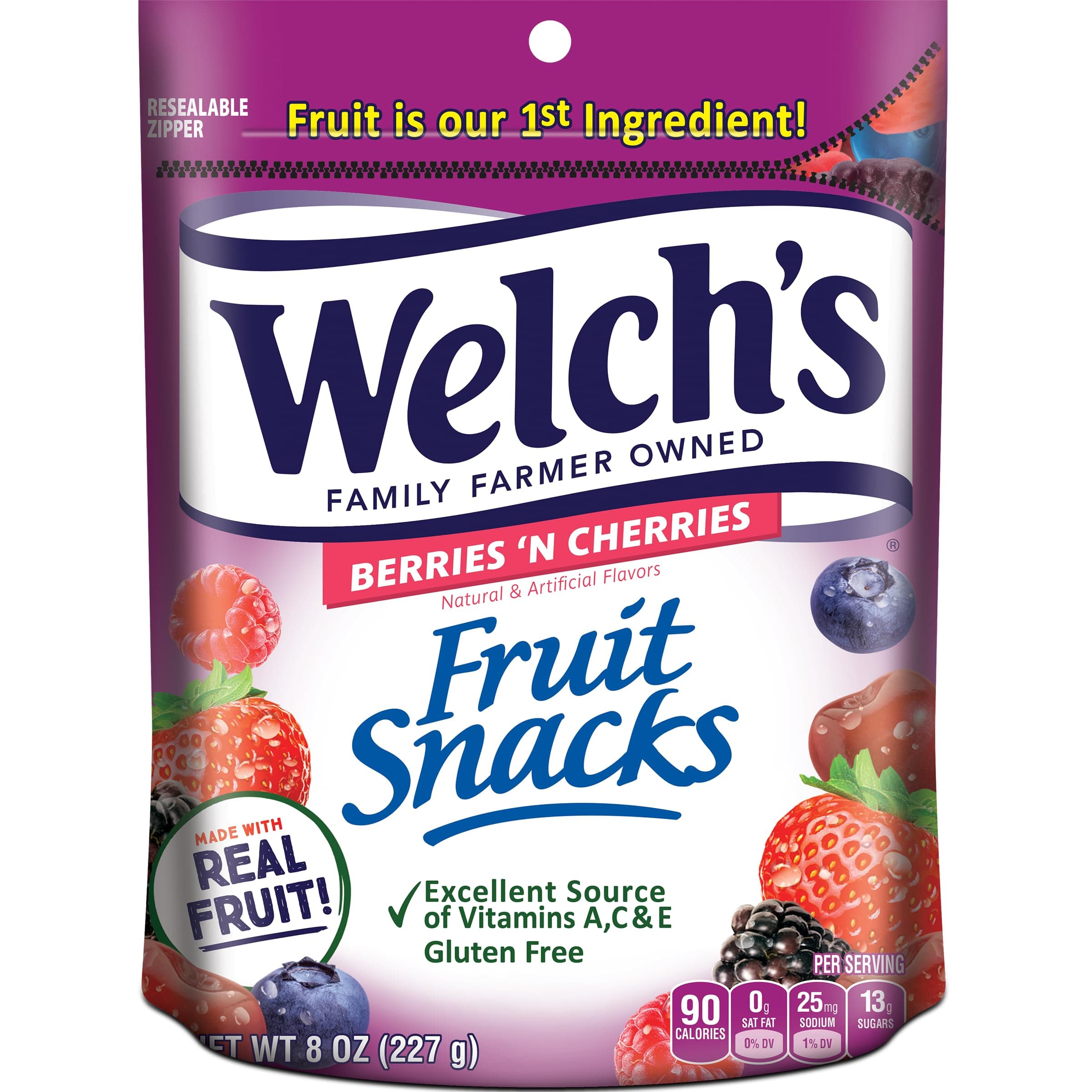 WELCH?S Fruit Snacks, Berries 'n Cherries, 237 ml