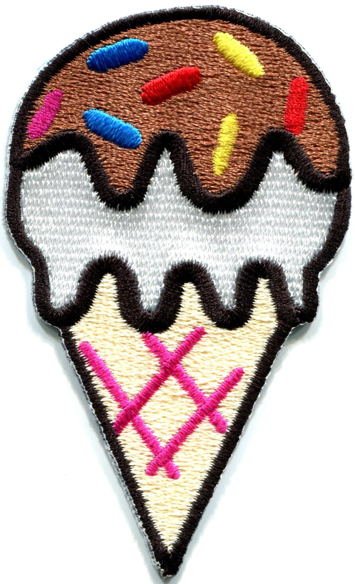 TKPatch Ice Cream Cone 70s Retro Fun Dessert Sweets Kids Embroidered Applique Iron-on Patch New