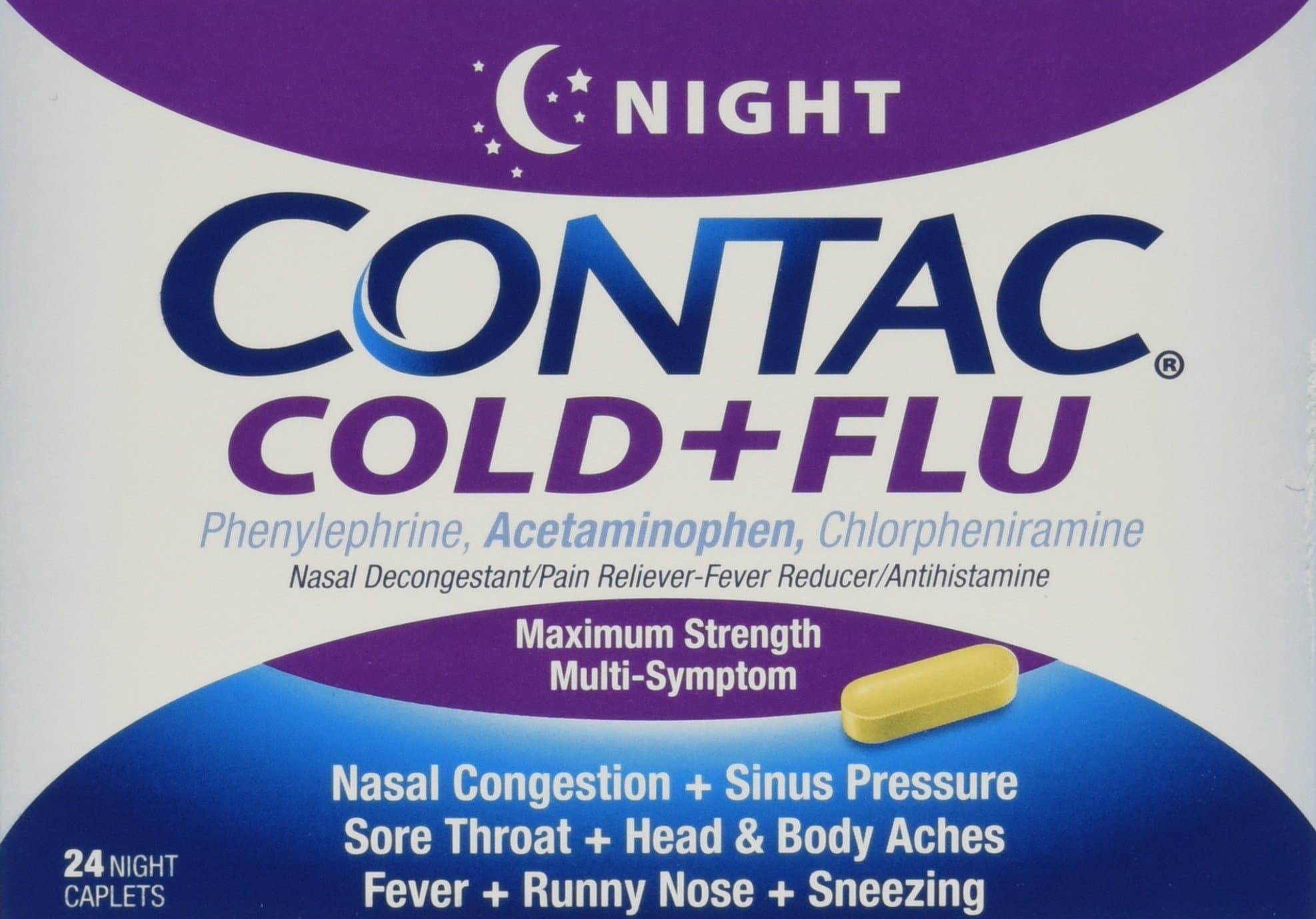 Contac Cold + Flu Night, 24 Caplets (Pack of 3)