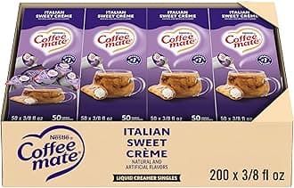 Creamer, Italian Sweet Crème, Liquid Creamer Singles, Non Dairy, No Refrigeration, Box of 50 Singles (Pack of 4)