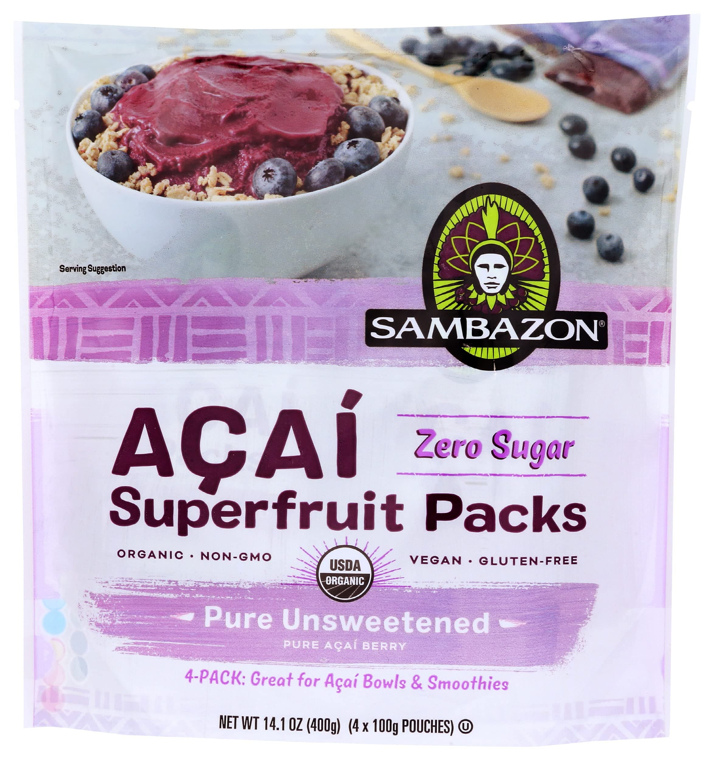 Sambazon, Fruit Acai Pure Organic, 100 Gram, 4 Count