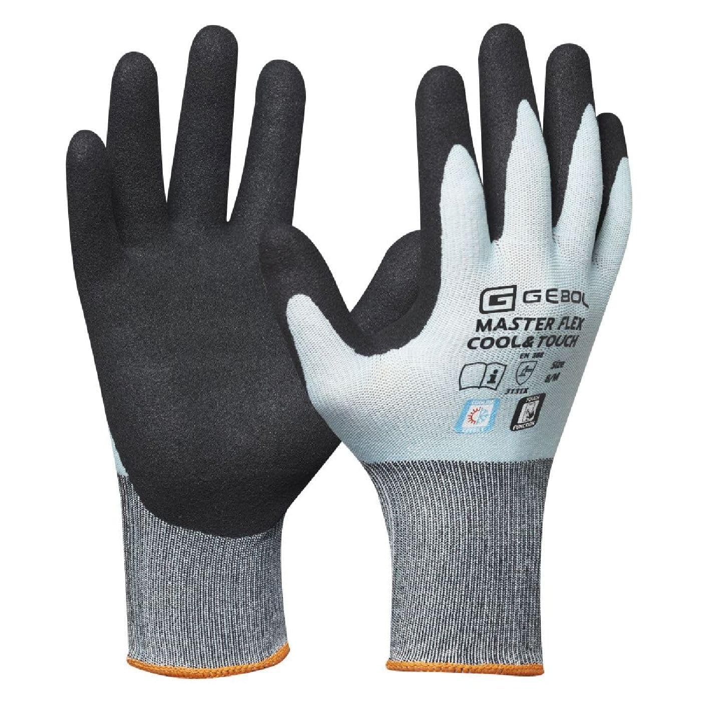 Gebol Master Flex Cool&Touch | Size XL (Size 10) | Cooling Work Gloves Against Sweat | Touch Screen Capable | Breathable Protective Gloves with High Wearing Comfort | for Men | Ice Blue | 1 Pair