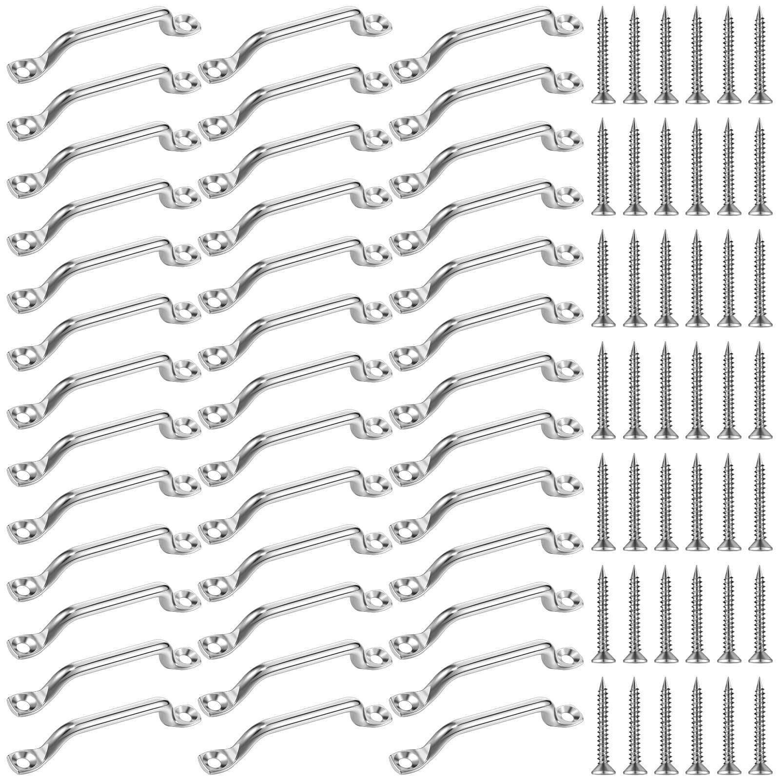 Therwen 20/40 Pcs Bimini Top Strap Footman Loop Pad Eye 316 Stainless Steel Footman's Loop with 40/80 Flat Head Tapping Screws for Kayak, Boat, Hanging Shade Sails, Canoe Rigging