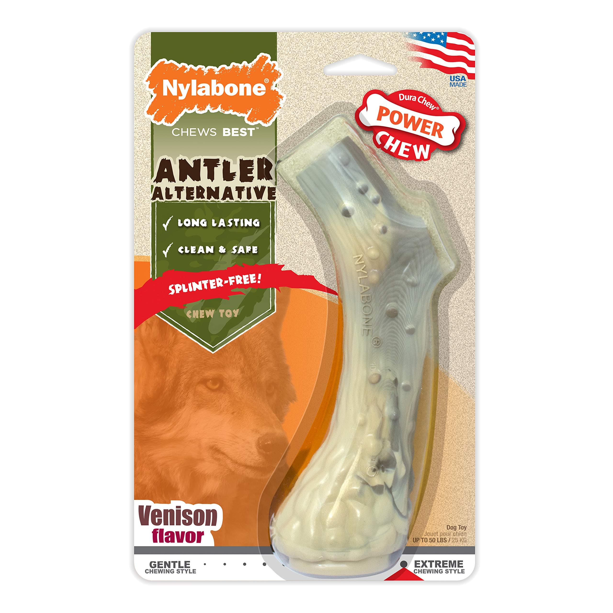 Nylabone Antler Alternative in Venison Flavour, Large