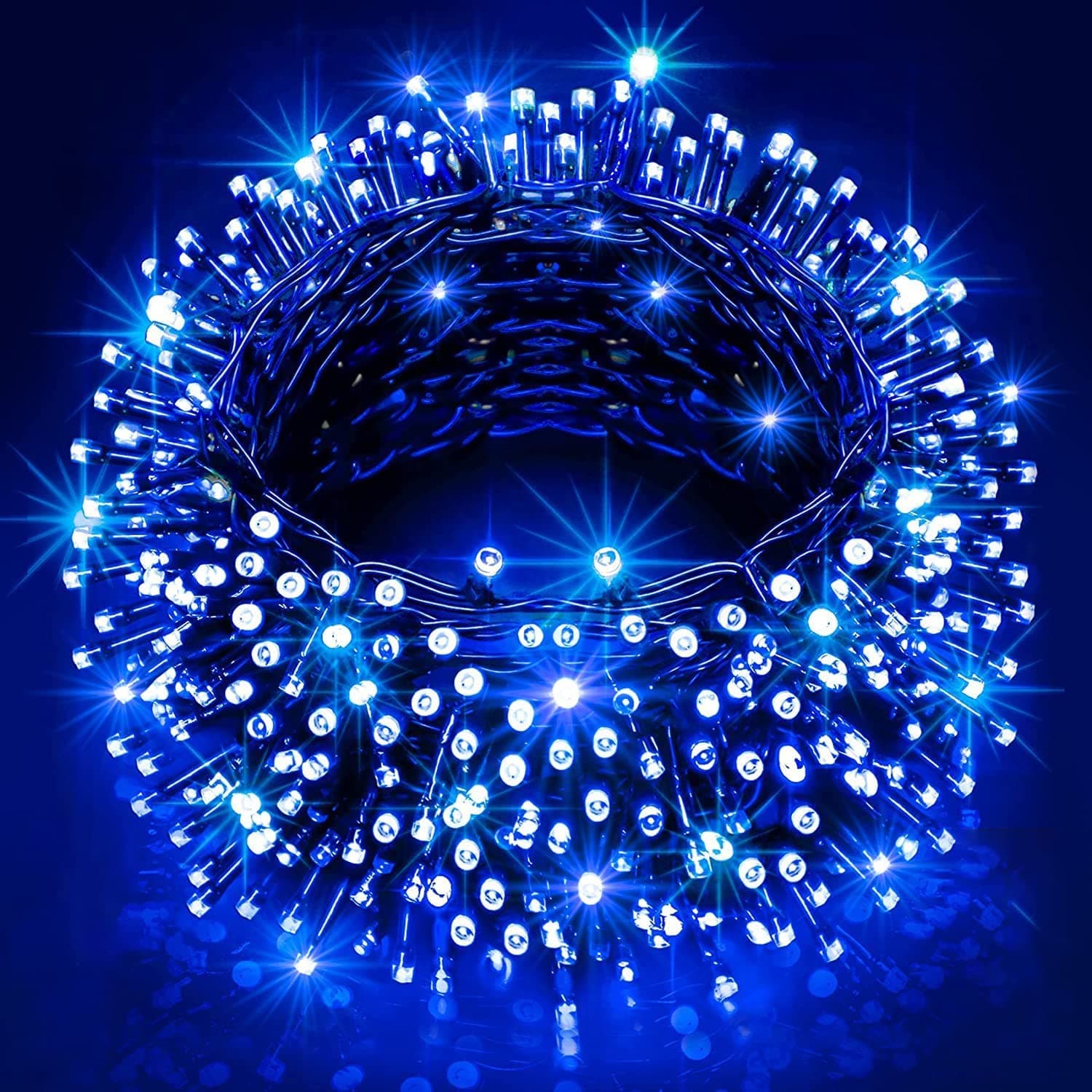 FULLBELL Christmas Lights, Indoor String Lights with 8 Flash Changing Modes, USB Power 72ft 200LED Wire Lights, Waterproof Rope Lights, Fairy le Decorative Lights for Patio/Garden/Home, Blue