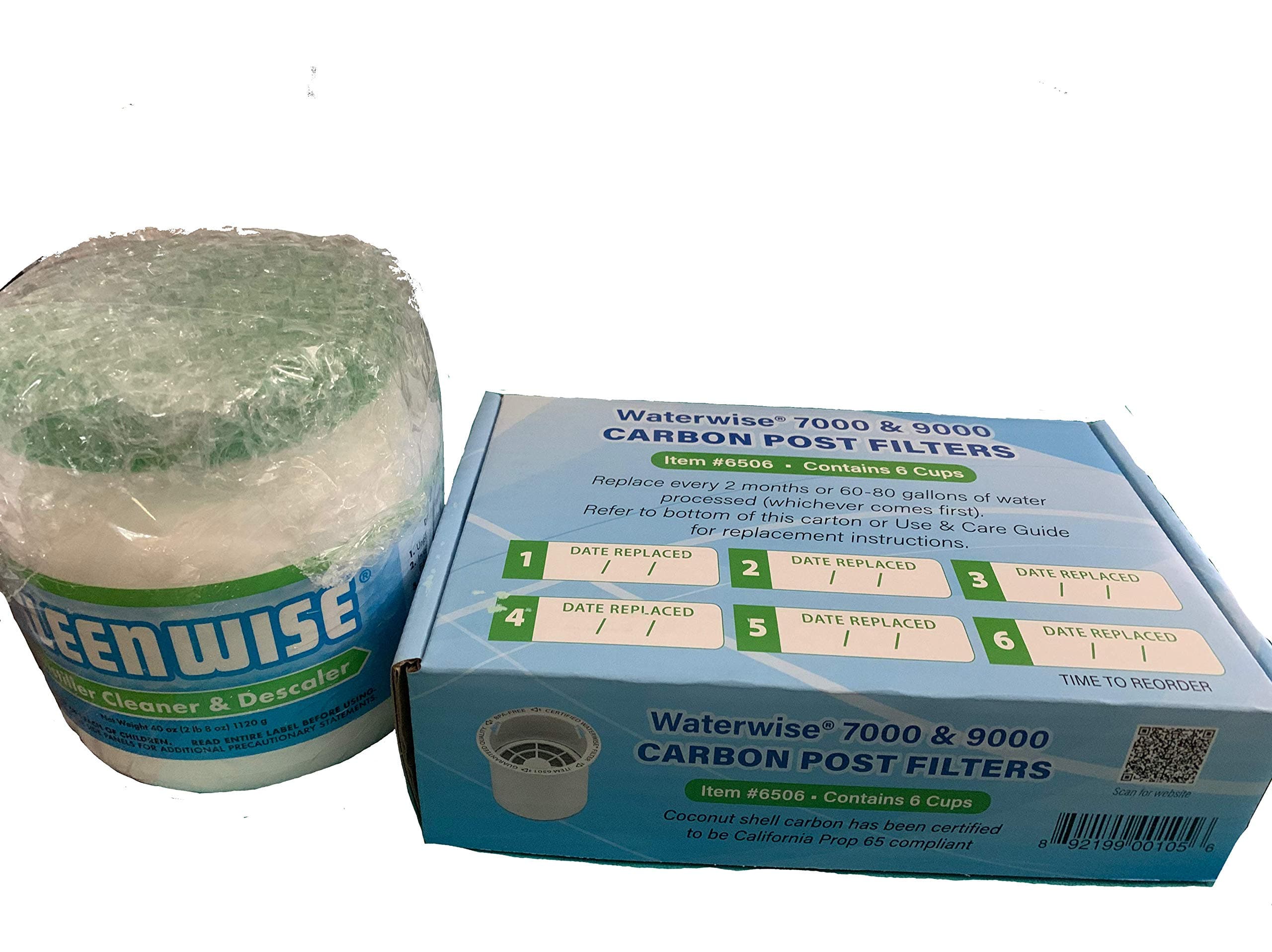 Waterwise 9000 6-Pack Filter Cups and Kleenwise Combo Pack