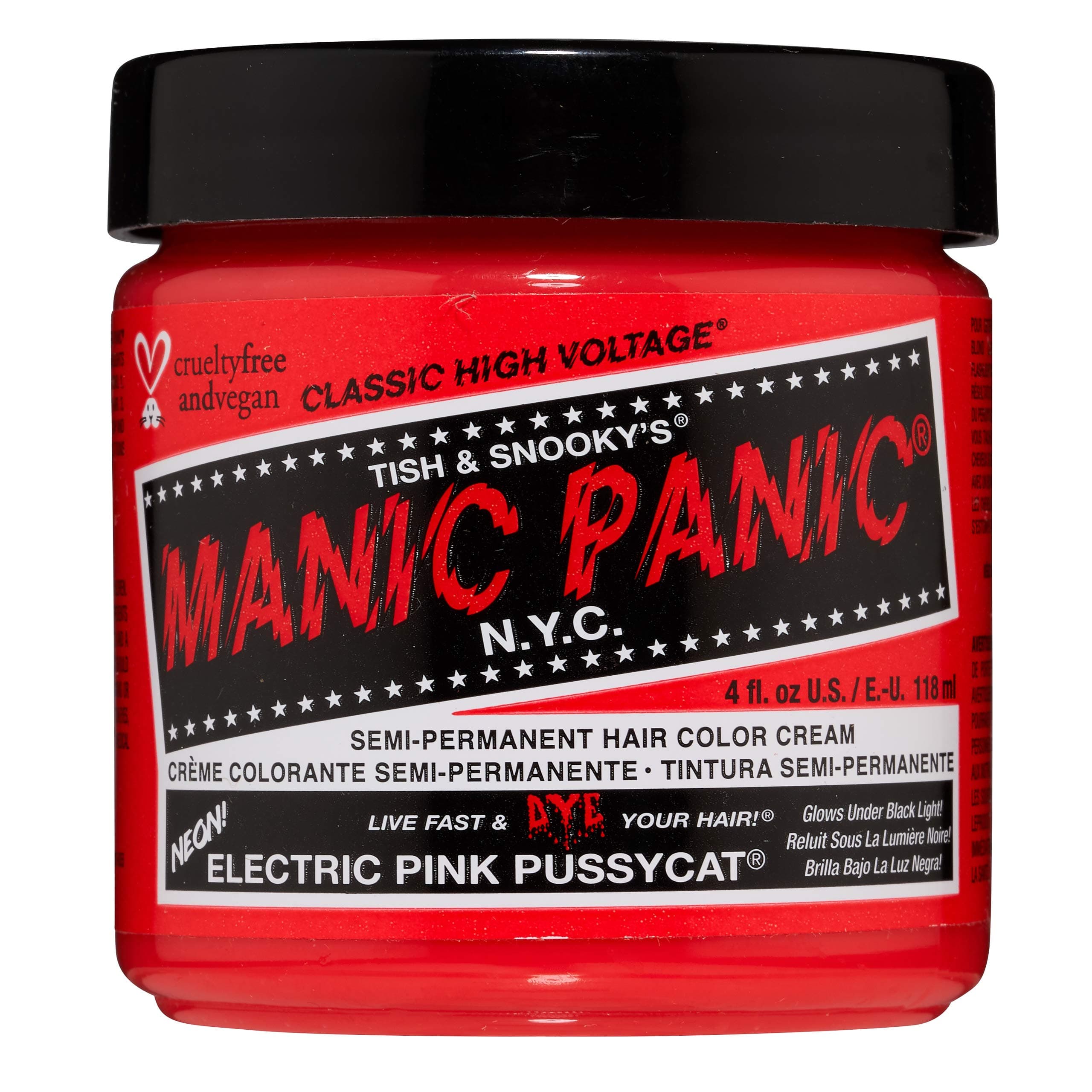 Manic Panic Electric Pink PUSsycat Hair Dye Classic High Voltage Semi-Permanent Color 4 Oz