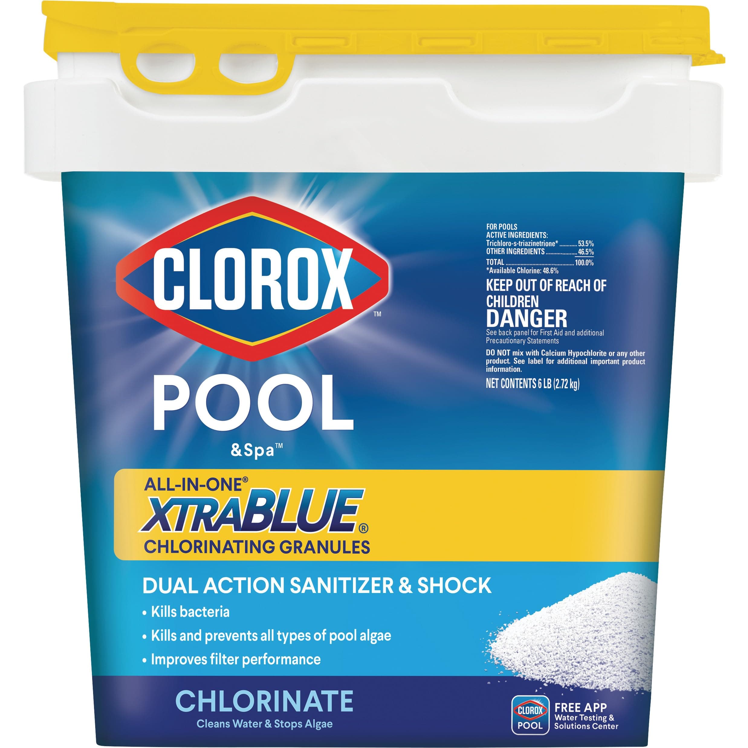 CLOROX Pool&Spa 23006CLXCA Xtra Blue Chlorinating Granules, 6-Pound