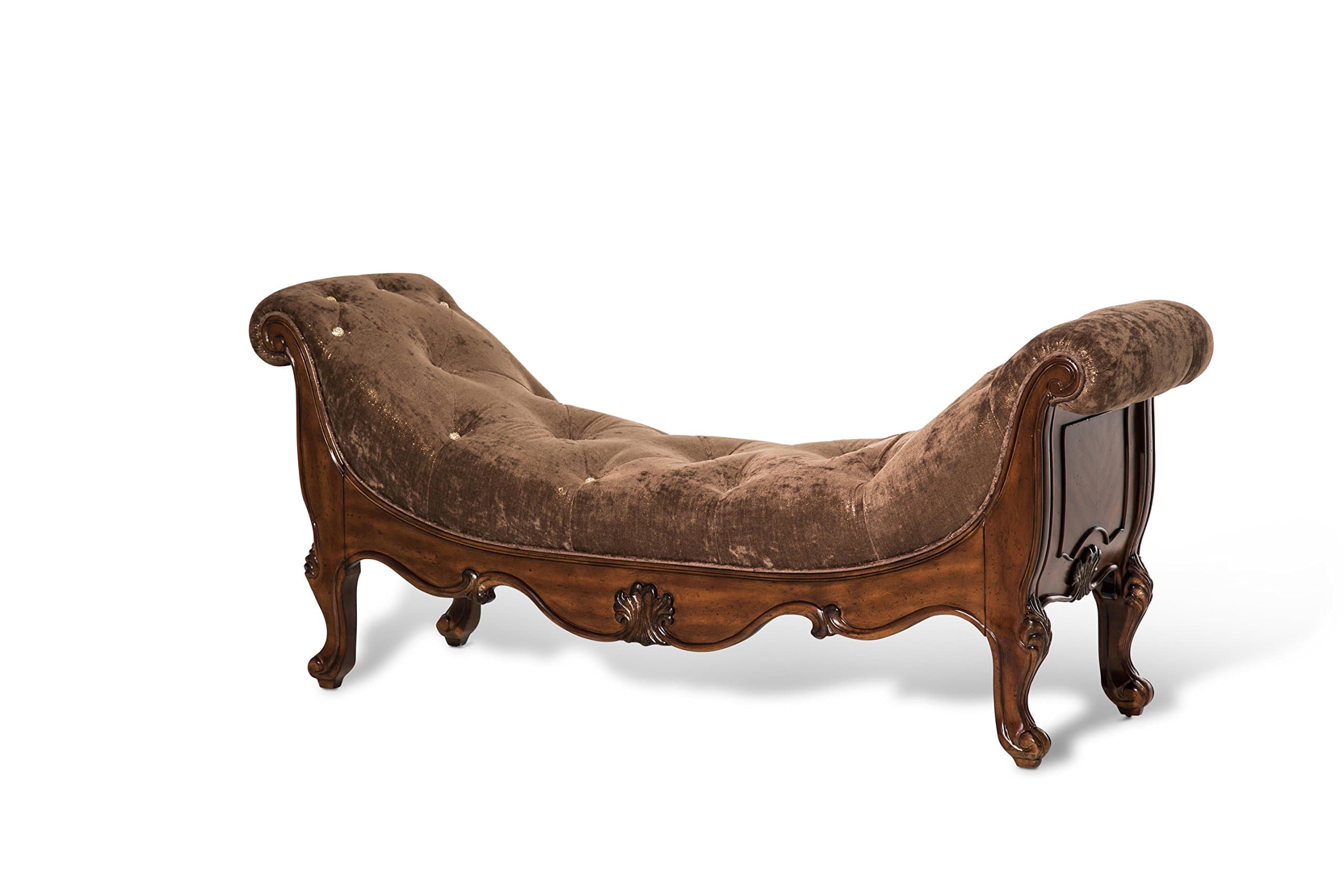 Michael Amini Platine de Royale Non-Storage Bed Bench, Light Espresso