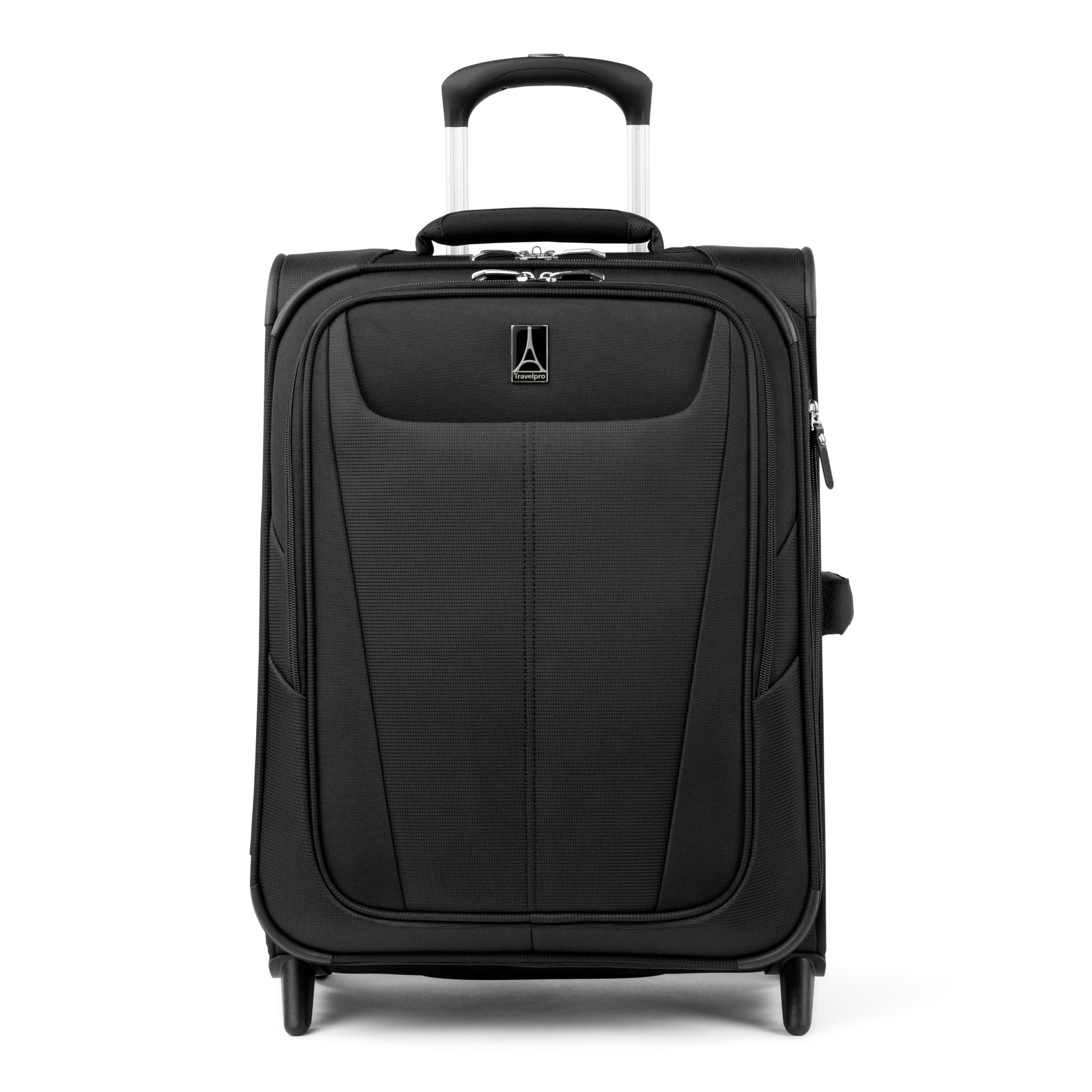Maxlite 5 Softside Expandable Upright 2 Wheel Suitcase, Lightweight Suitcase, Men and Women, Black, Carry On 51x39x20 cm