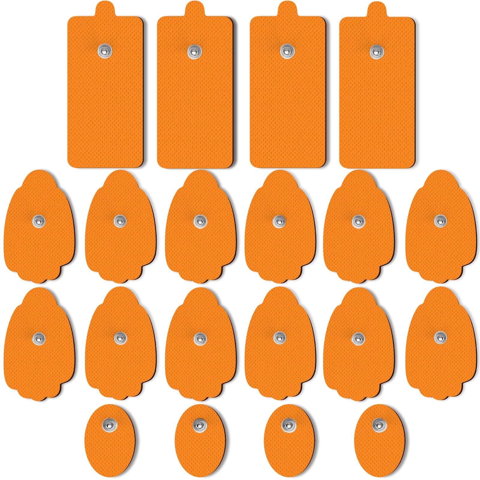 AVCOO TENS Unit Replacement Pads 20 Pack in 3 Sizes, Reusable Electrode Pads with American Gel for 50 Times Safe Use, Snap TENS Pads Fit TENS EMS Muscle Stimulators Using 3.5mm Button Lead Wires