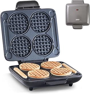 Dash Multi Mini Waffle Maker - Makes Four Waffles at Once for Family Breakfasts - Dual Nonstick Heating Plates & Easy-Release Surface - Compact & Fast-Heating - Graphite