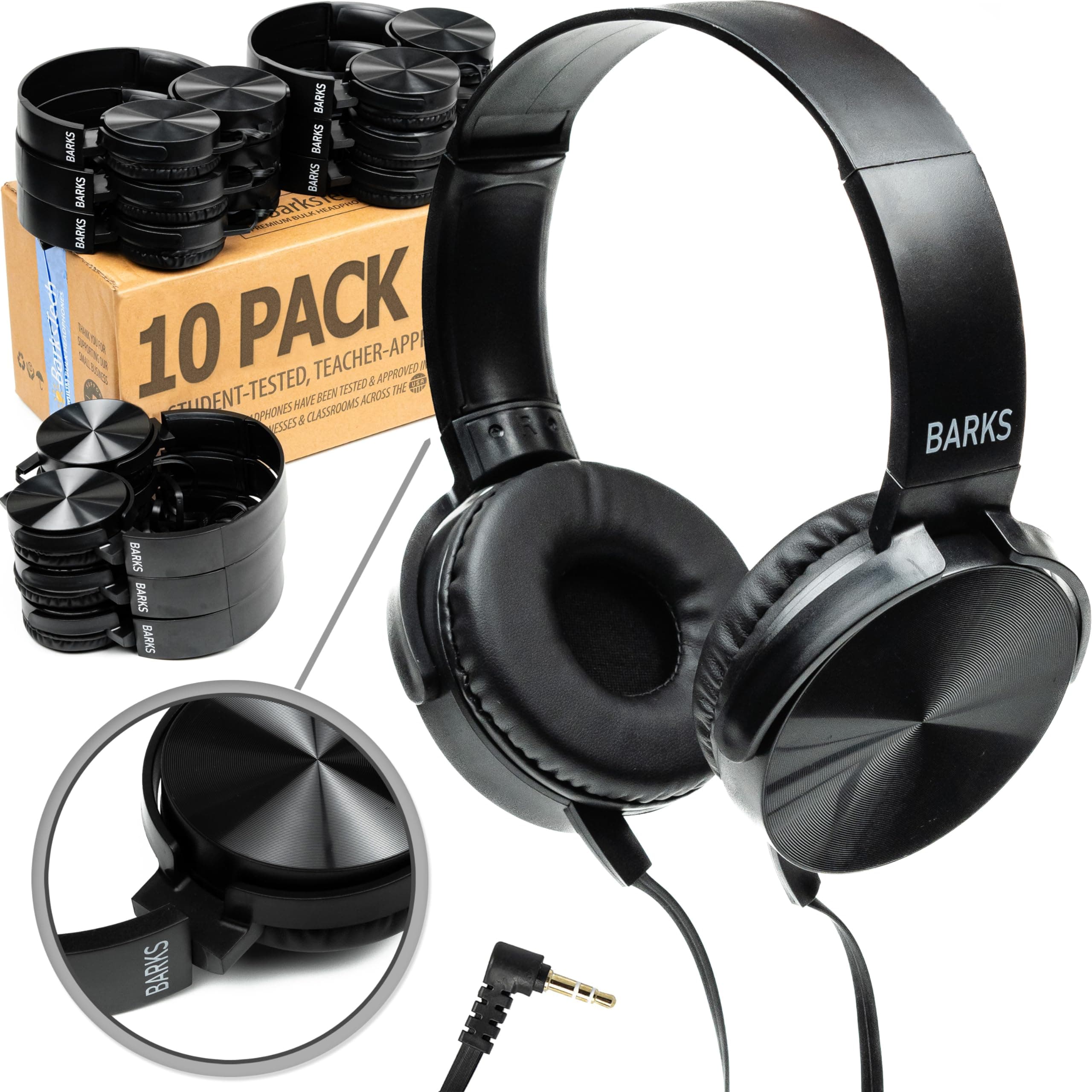 Bulk Classroom Headphones (10 Pack) - On-Ear Premium Student Bulk Headphones: Perfect for Kids, K-12 Classrooms, Schools & Class Sets (Great Value, Durable, Noise Reducing, Comfortable, Easy-to-Clean)