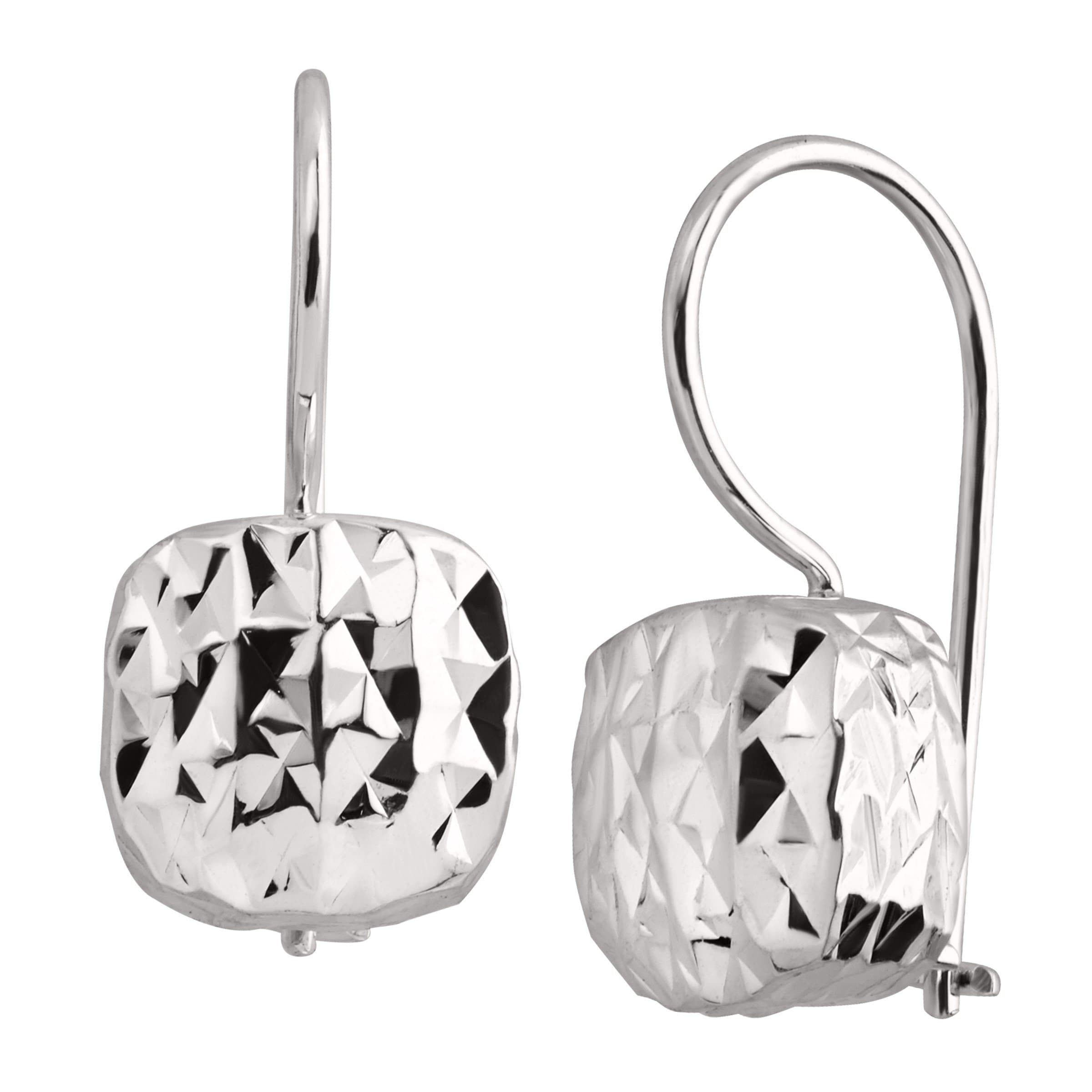 SilpadaRounded Cube' Drop Earrings in Textured Sterling Silver, Sterling Silver Metal, no stone