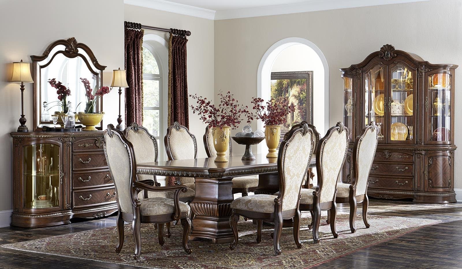 AICO Bella Veneto Casual Dining Room Set with Dining Table, Side Chair and Arm Chair