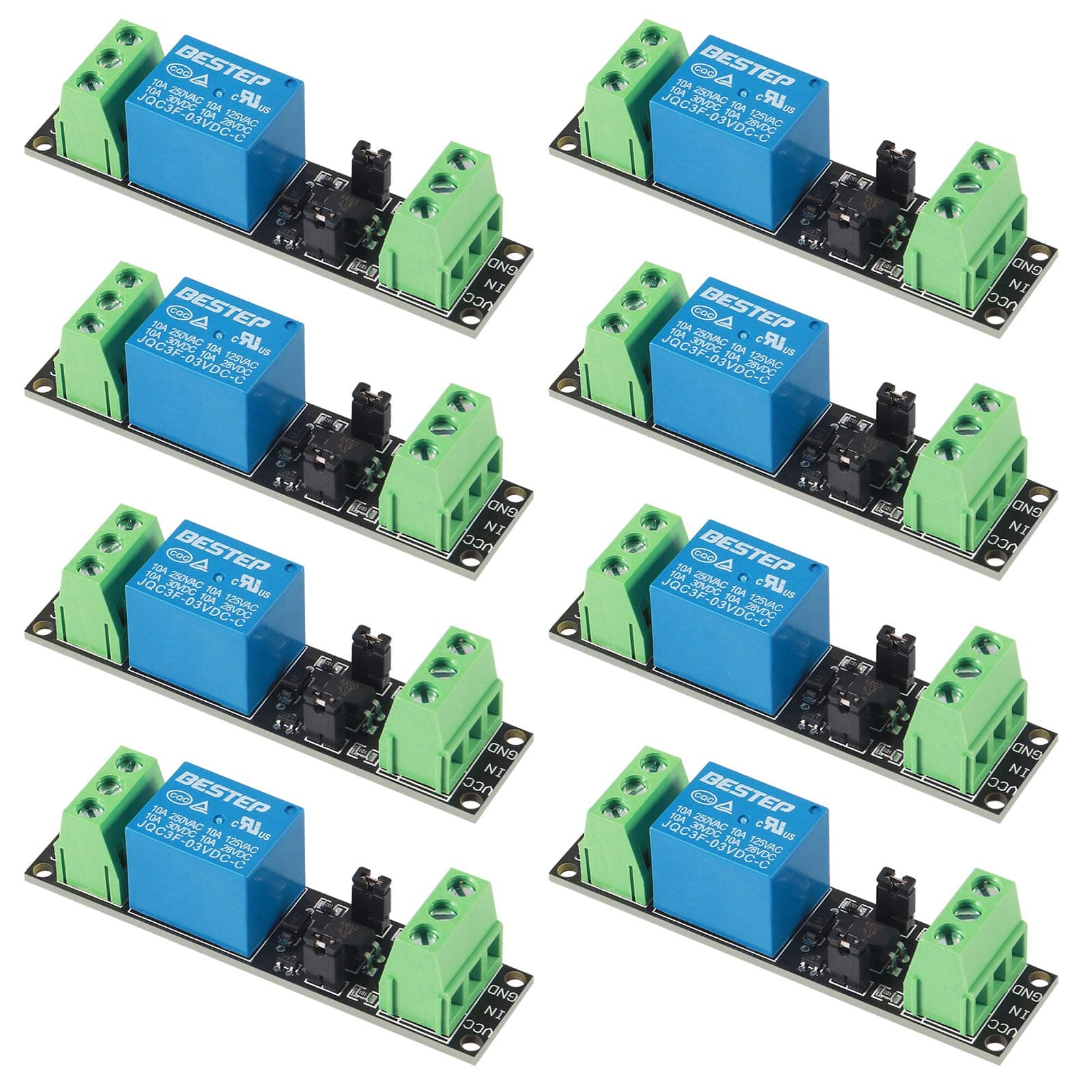 AITRIP 8 Pack 3V 1 Channel Relay Power Switch Module with Optocoupler Opto Isolation High Level Trigger for IOT ESP8266 Development Board