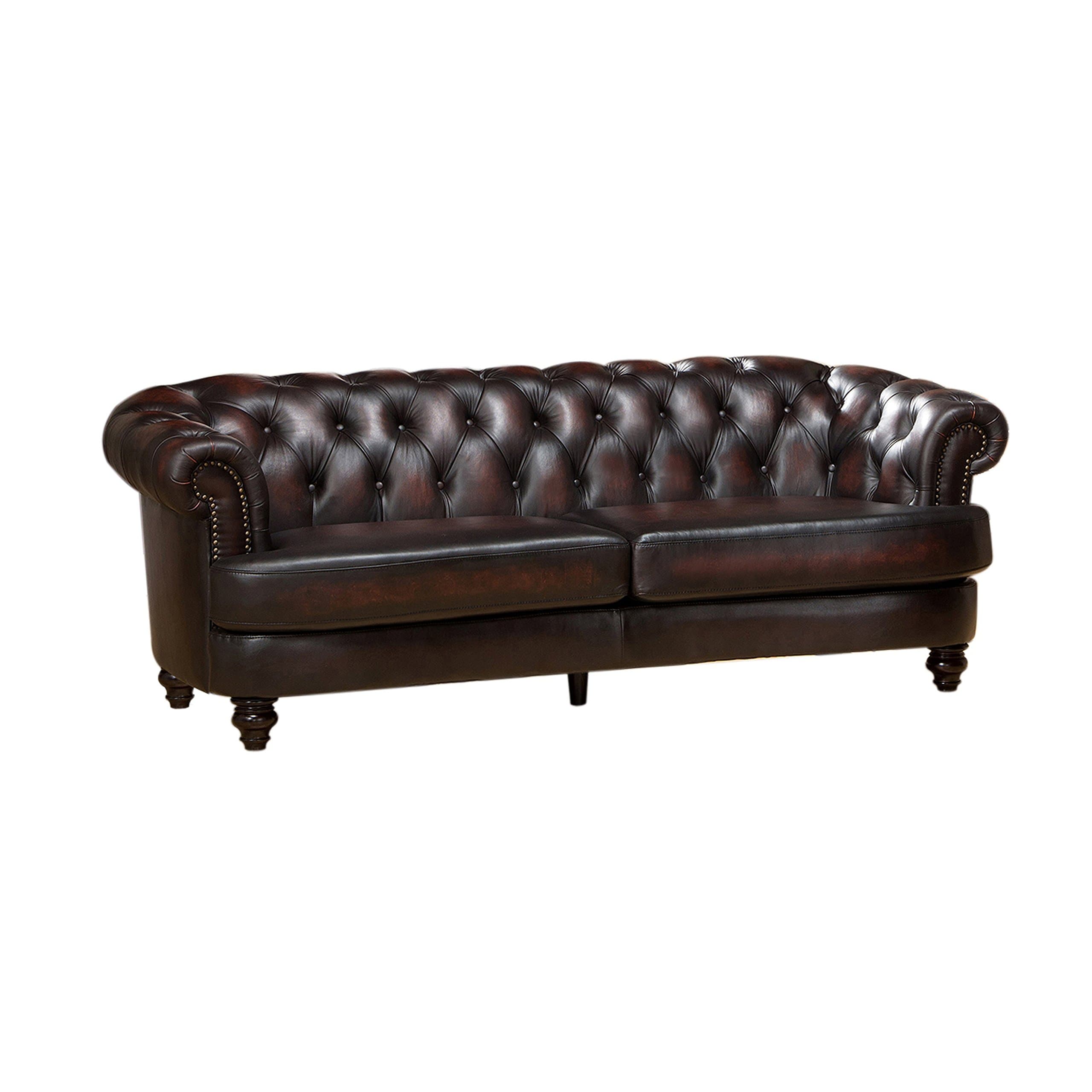 Hydeline Mario Leather Sofa, Burgundy Brown