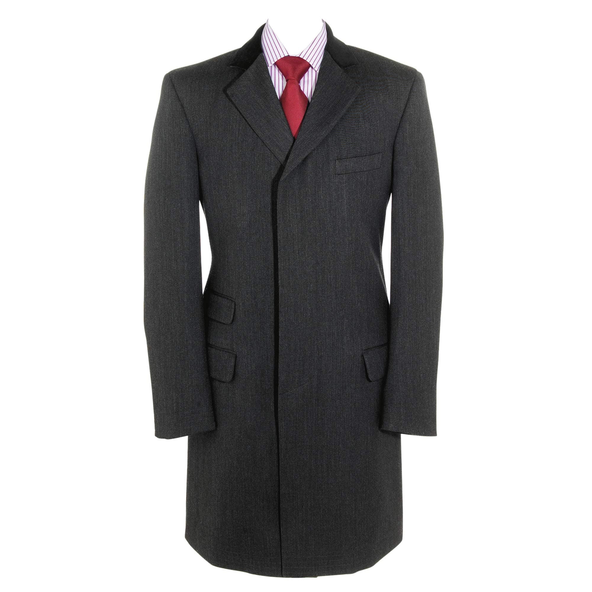 Samuel Windsor Men's Formal Wool Covert Coat Charcoal