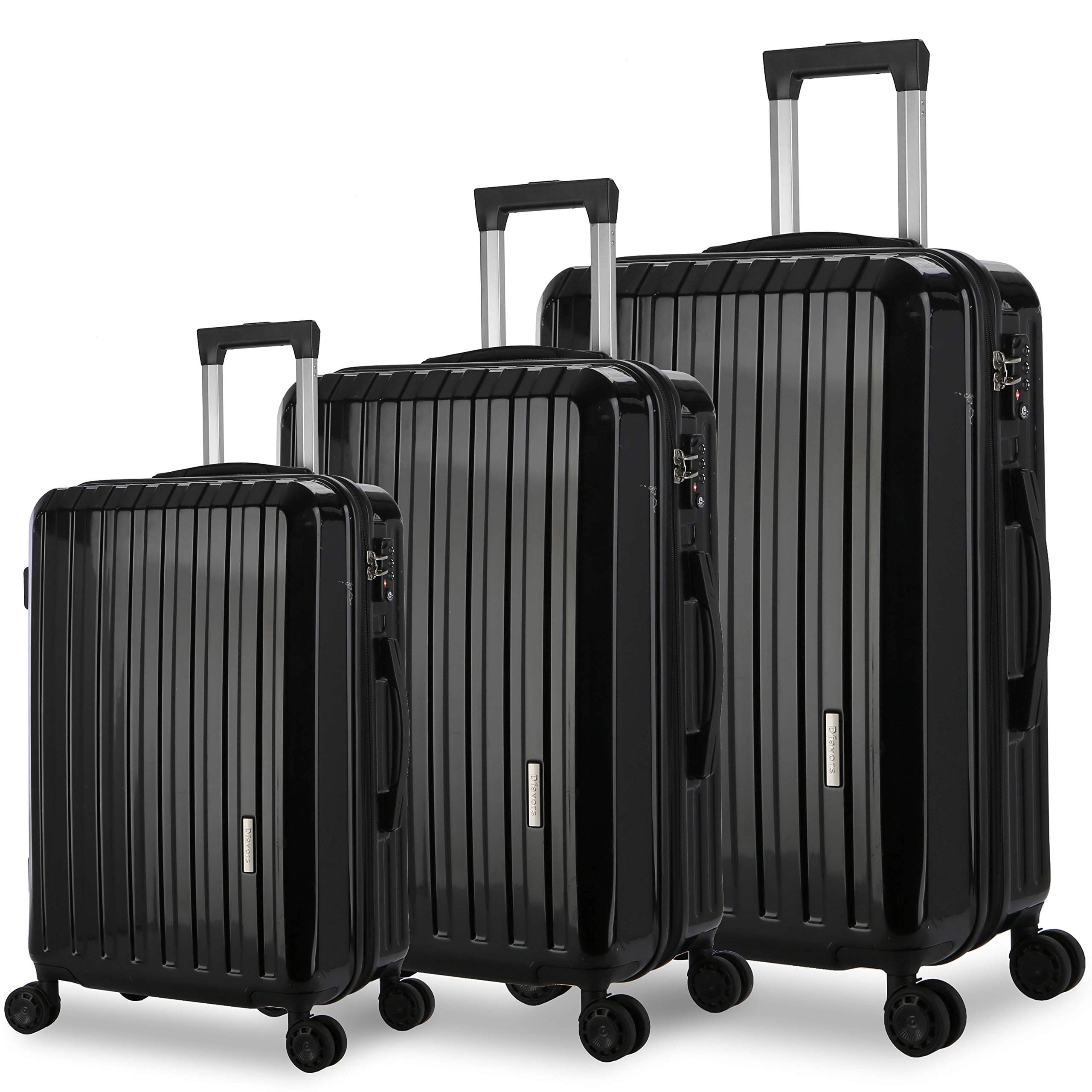 Luggage Set 3 Piece Suitcase Set Lightweight Spinner Hard shell Suitcases with TSA Lock (20”/24”/28”) (black)