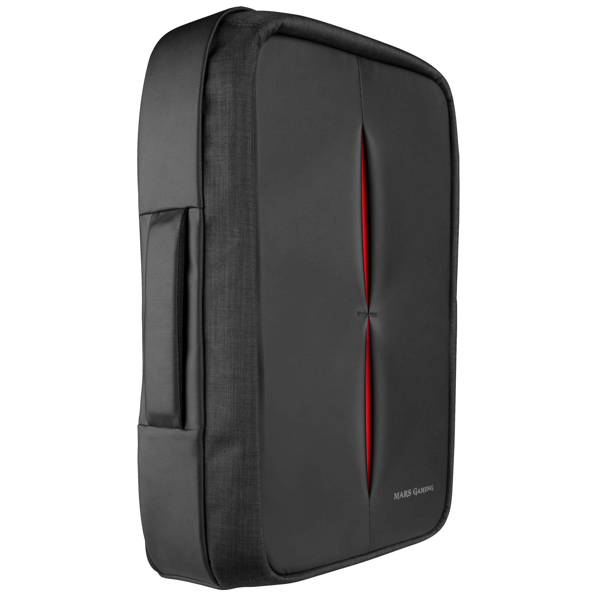Mars GamingMB2, Gaming Backpack Case (Waterproof, TSA Padlock, up to 17.3 Inches, External USB Port, Anti-Theft, Aluminium Handle) Colour Black and Red