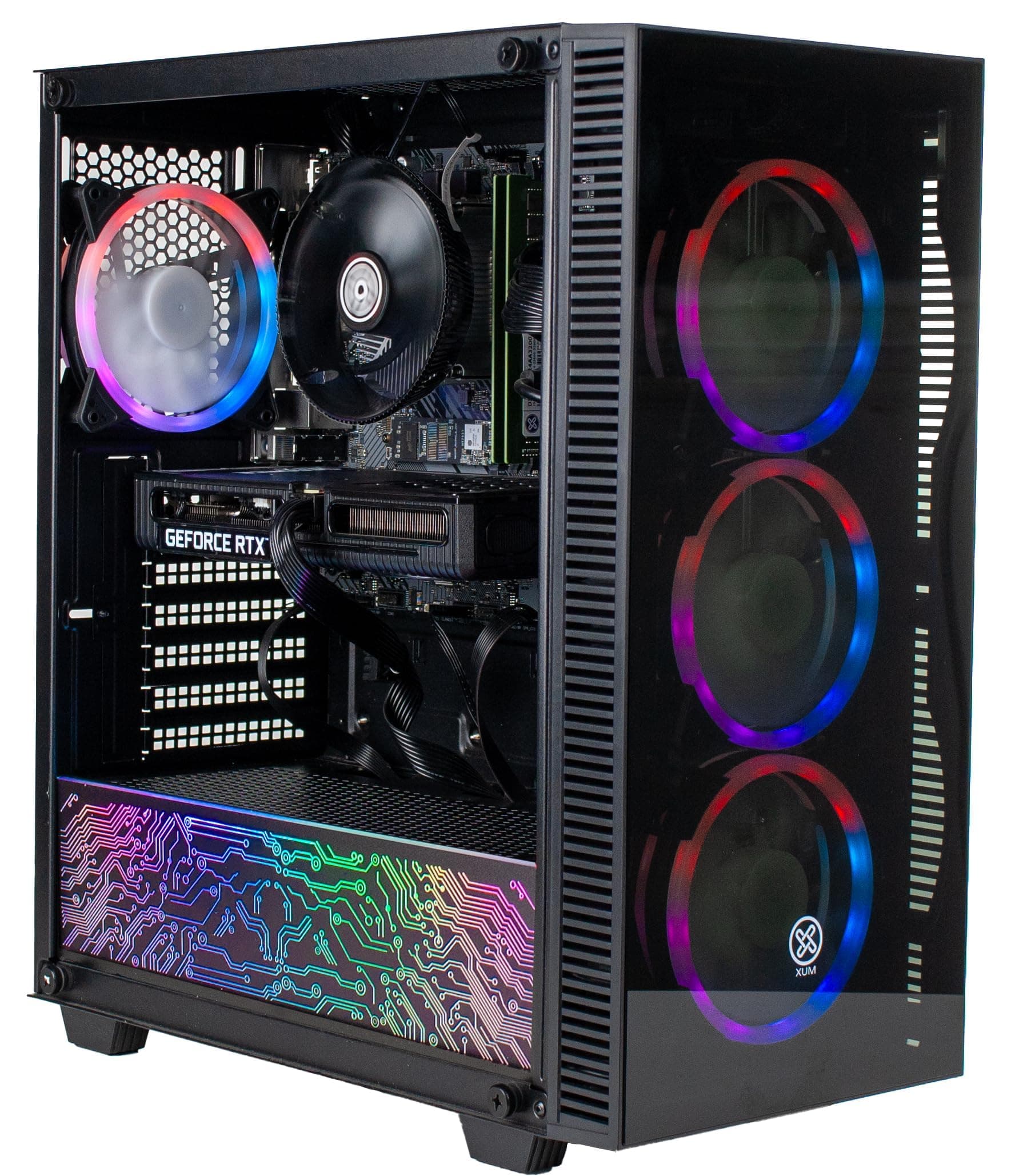 XUM Titan Prebuilt Gaming PC: Intel Core i5-10400F, Nvidia Geforce RTX 5060 8GB, 32GB DDR4 RAM, 500GB NVMe SSD, 1TB HDD, 700W PSU 80+ Bronze, aRGB, WiFi 5, Windows 11 Home, Entry Level, Black Case