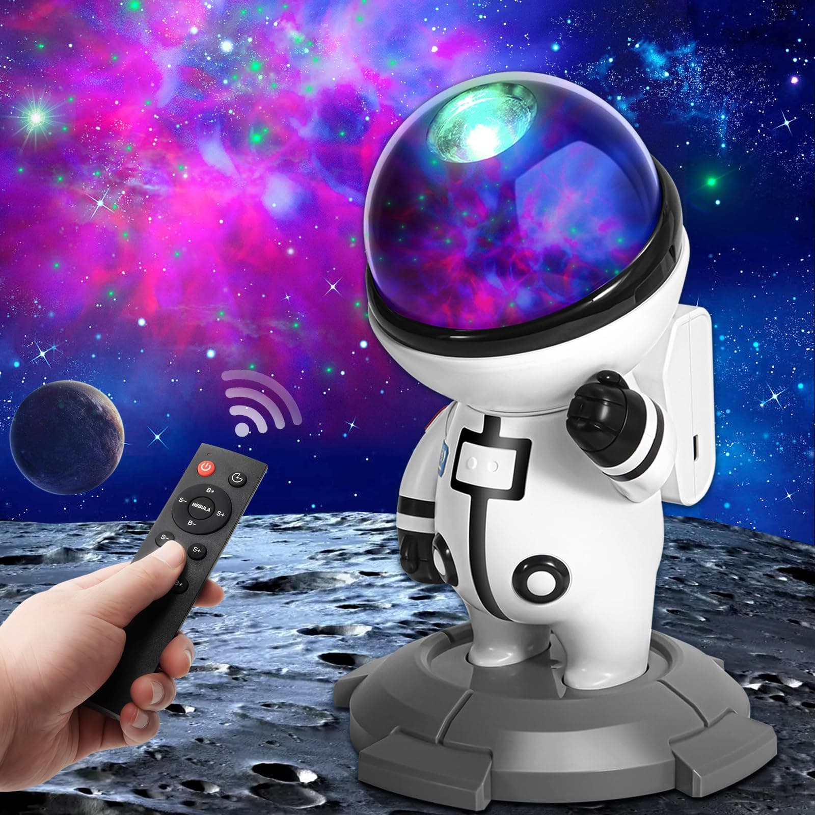 Astronaut Galaxy Projector, Star Projector, Space Night Light Projector for Kids & Adults, with Timer, USB Rechargeable Ceiling Galaxy Light Projector for Bedroom Decor, Birthdays Christmas Gifts