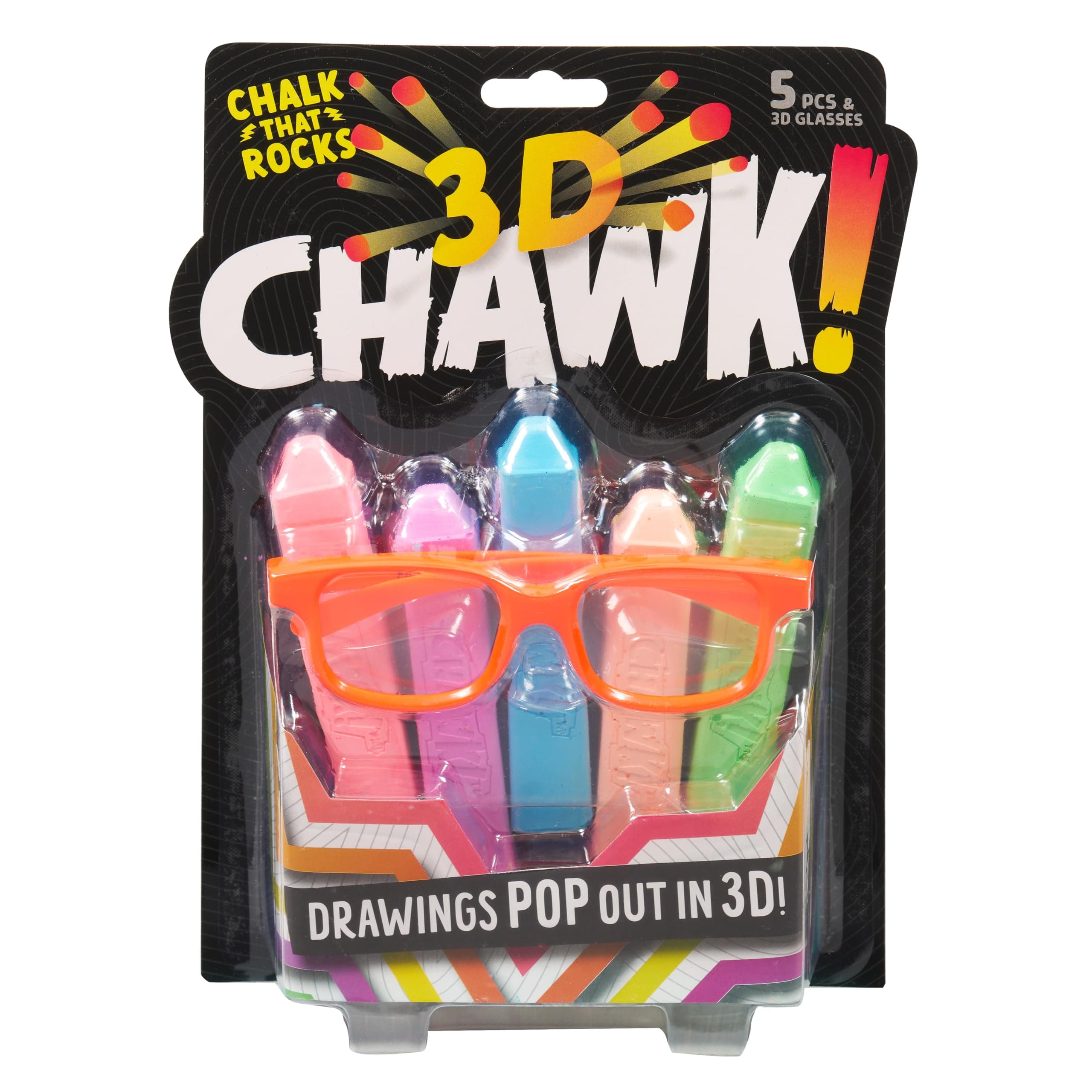 Chuckle & Roar - CHAWK! 3D Chawk - Chawlk That Pops Out Towards You - Great on Any Hard Surface - 3D Glasses Included - Ages 4 and Up