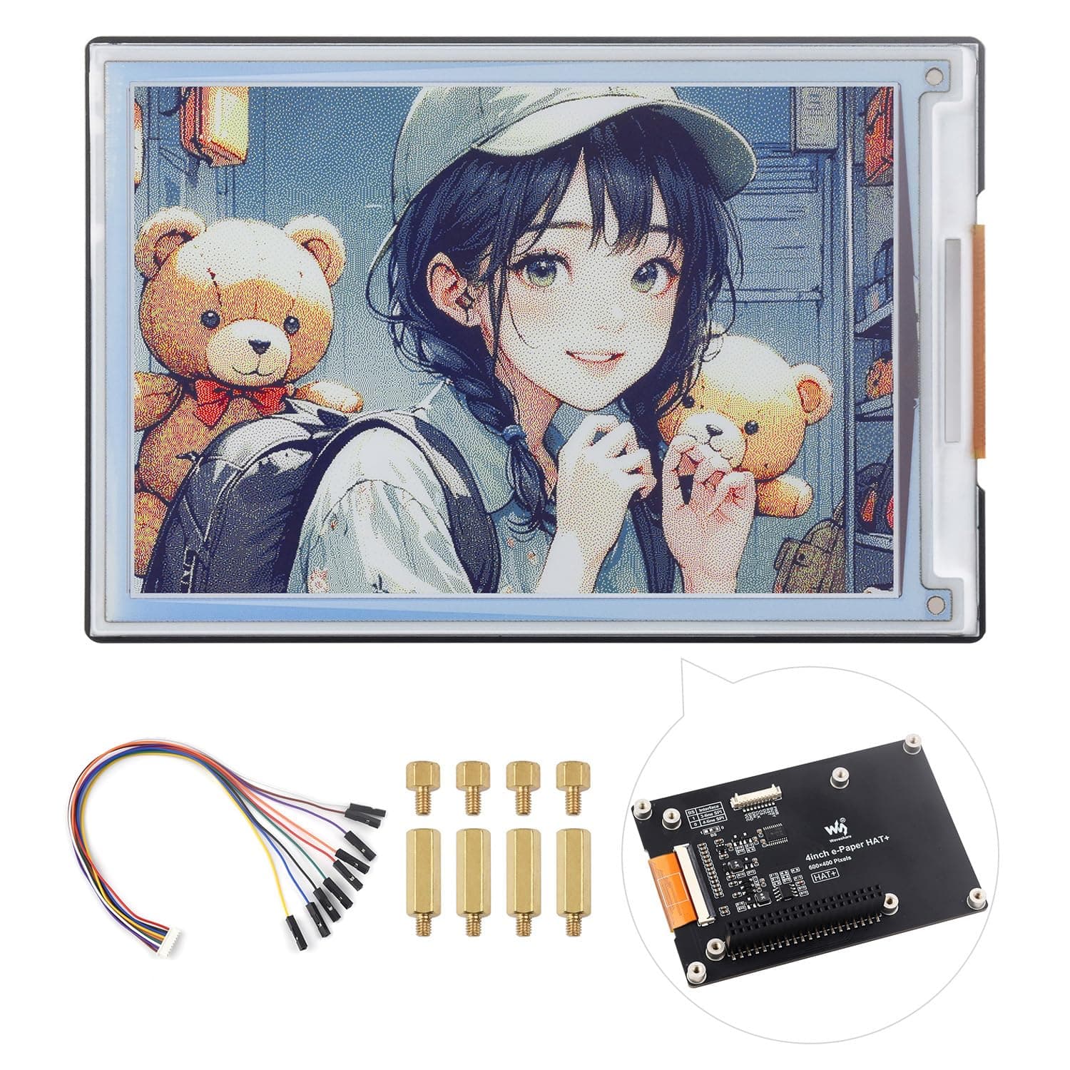 Waveshare 4inch E Ink Spectra 6 (E6) Full Color E-Paper Display, Compatible with Raspberry Pi 5/4B/3B/Zero/Zero W/Zero 2W/Pico/Pico W/Pico WH, Jetson Nano and RDK X3, with HAT+ Standard Driver Board