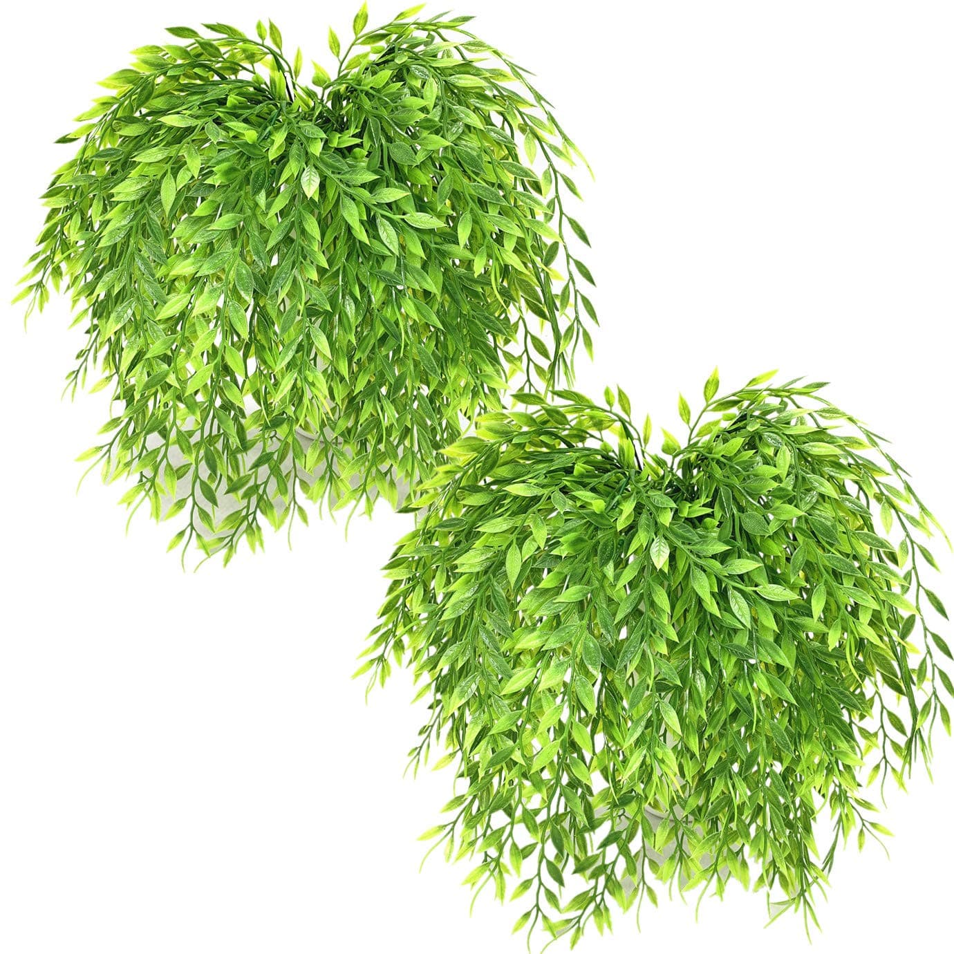 Artificial Weeping Willow, Plastic Plants Greenery Shrubs, Fake Hanging Vine Ivy Garland Outdoor Indoor Home Garden Verandah Parterre Wall Baskets Table Decoration UV Resistant 8 pcs