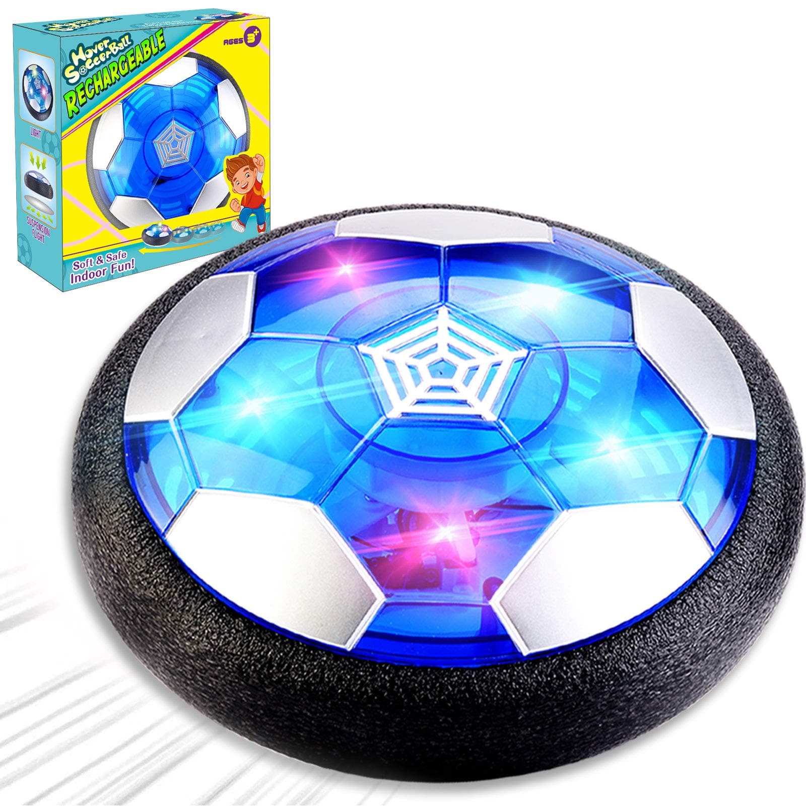 Camlinbo Easter Basket Essentials for Kids, Easter Basket Stuffers Rechargeable Hover Soccer Ball with LED Lights & Foam Bumper Indoor Easter Gifts Toys for Boys Girls Birthday Party Favors (Black)