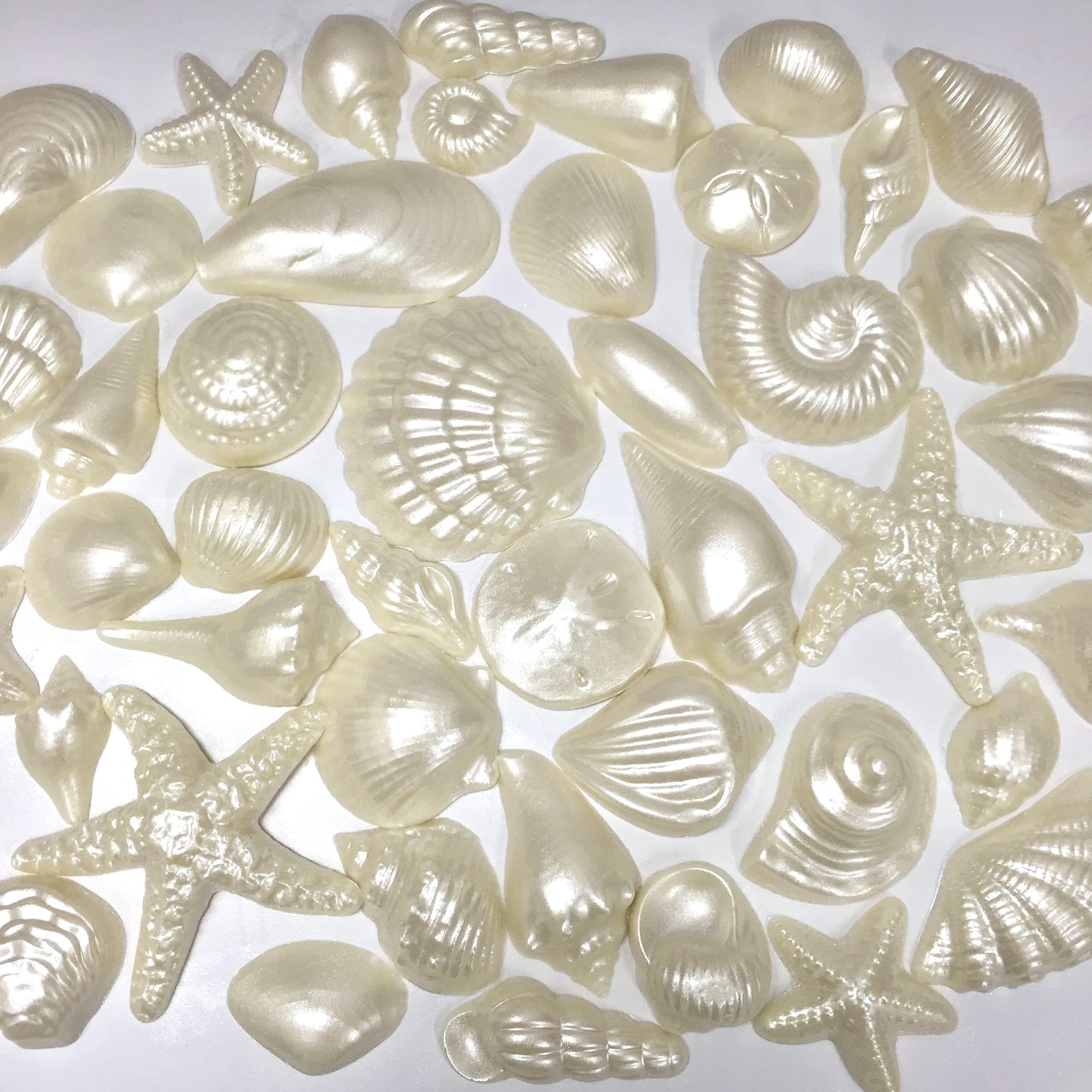 White Chocolate Pearlized Seashells for Cake Decorating, Chocolate Sea Shells - ORDER COOLER PACKING UNDER GIFT WRAP OPTION AT CHECKOUT