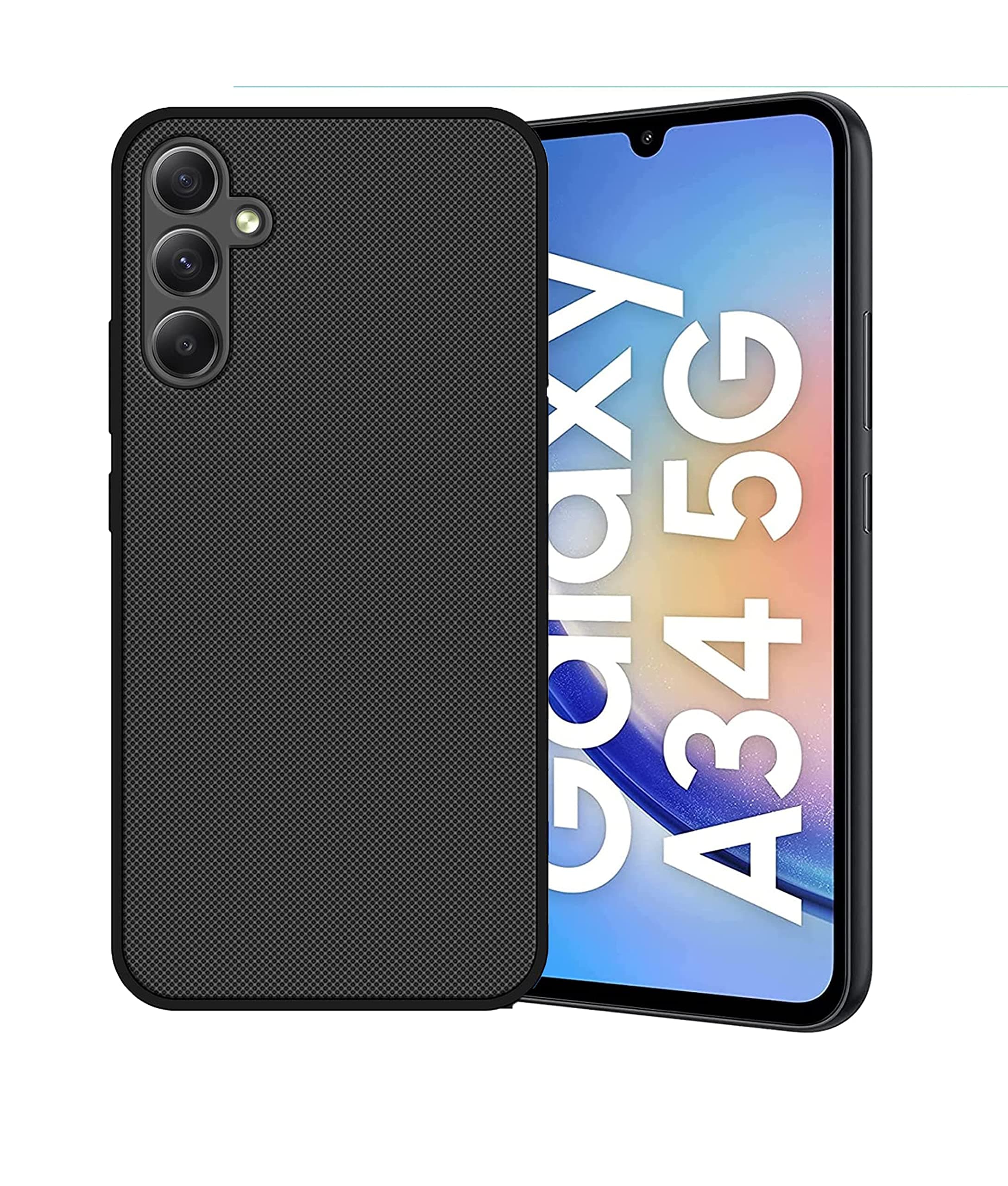 VM - PROTEC Compatible with Back Silicone Soft Mobile Case Dotted Slim-Fit Design TPU Shockproof Cover(TPU| Matte Black) (Samsung Galaxy A54 5G)