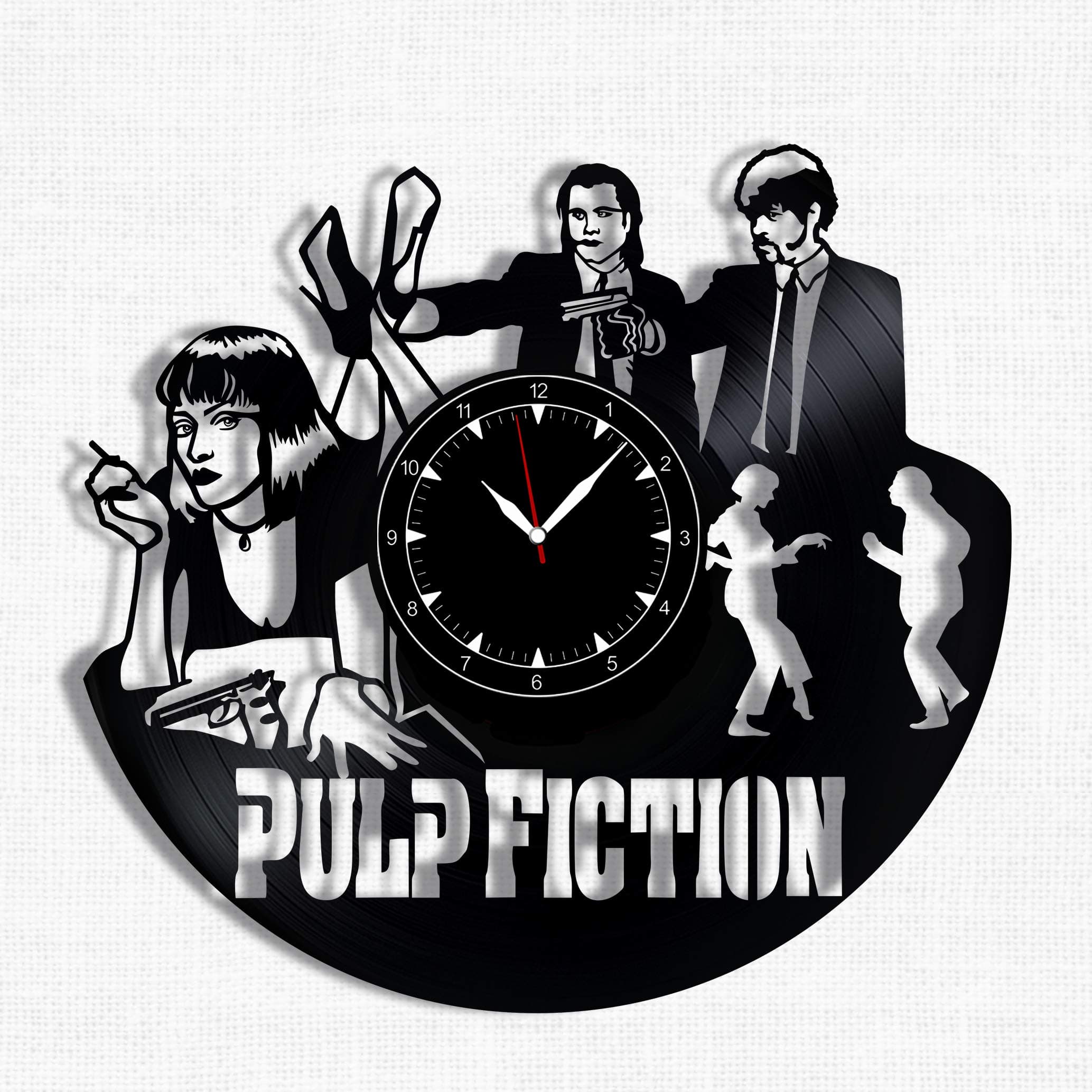 Pulp Fiction Vinyl Record Clock - Wall Clock Pulp Fiction - Best Gift for Pulp Fiction Lover - Original Wall Home Decor (One Pack)