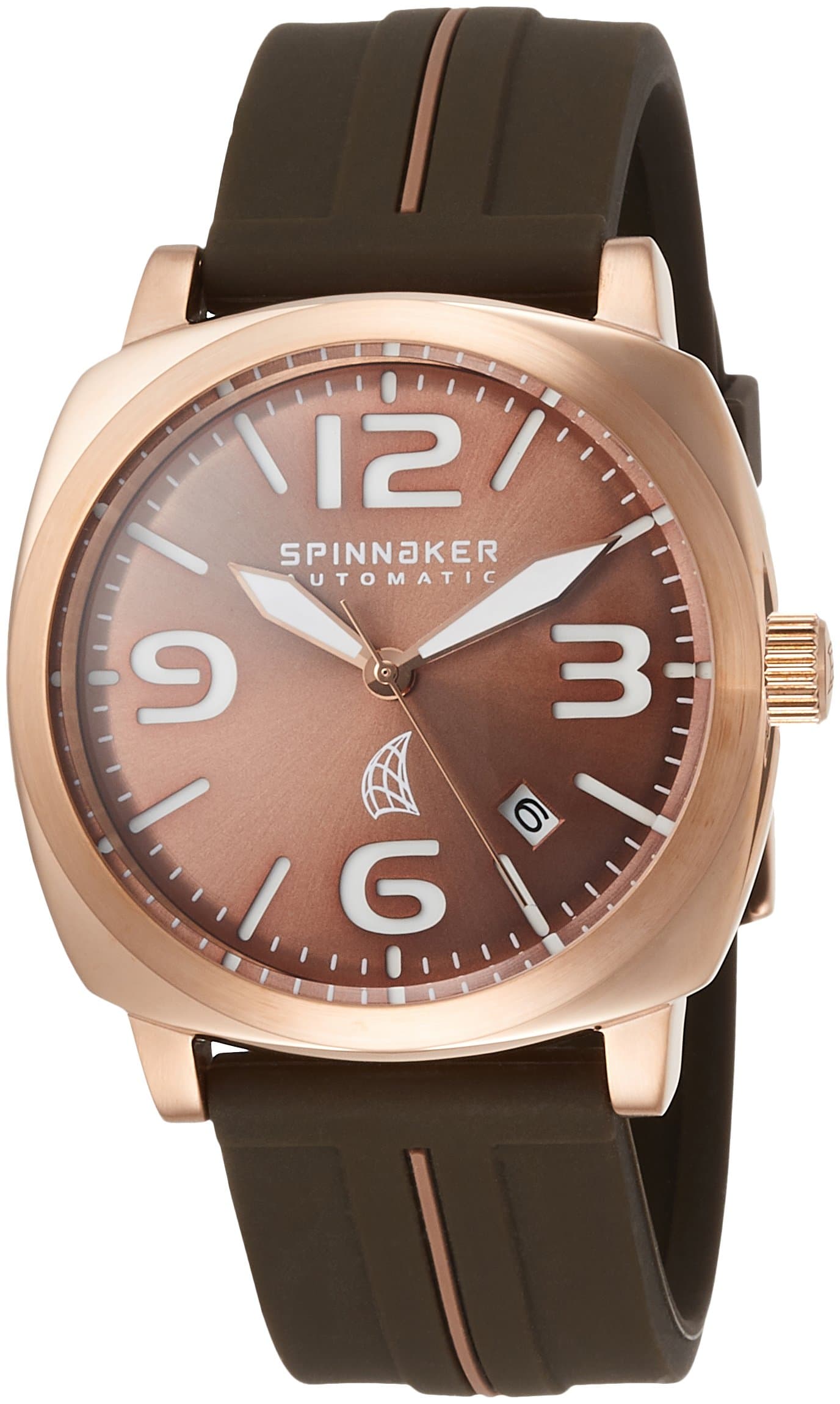Spinnaker Hull Men's Automatic Watch with Brown Dial Display on Brown Silicon Strap SP-5020-05