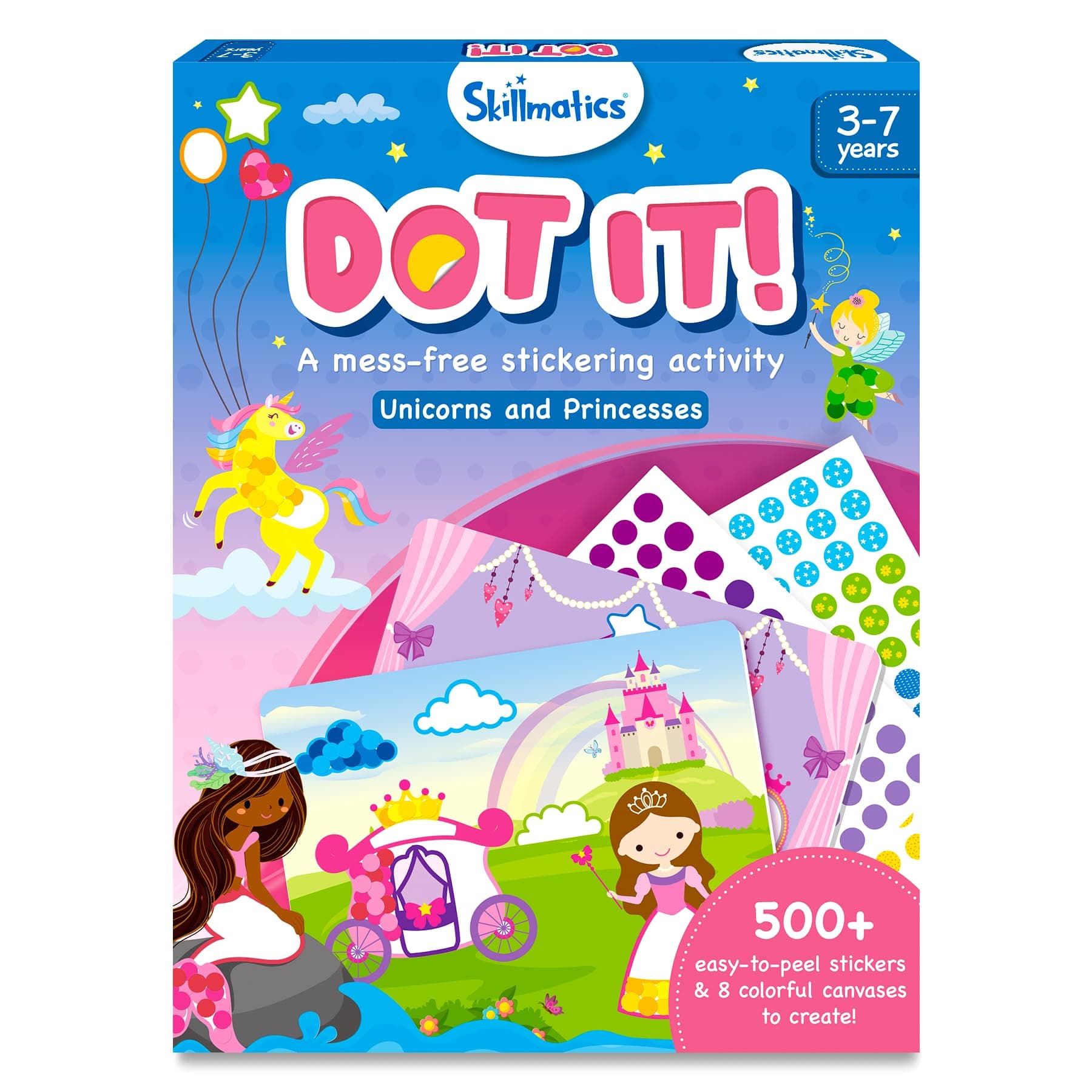 Dot It Sticker Art Activity - Unicorns & Princesses, Mess-Free Fun for Kids, 500+ Stickers, Craft Kits, DIY Activity, Travel Toys, Gifts for Boys & Girls Ages 3, 4, 5, 6, 7