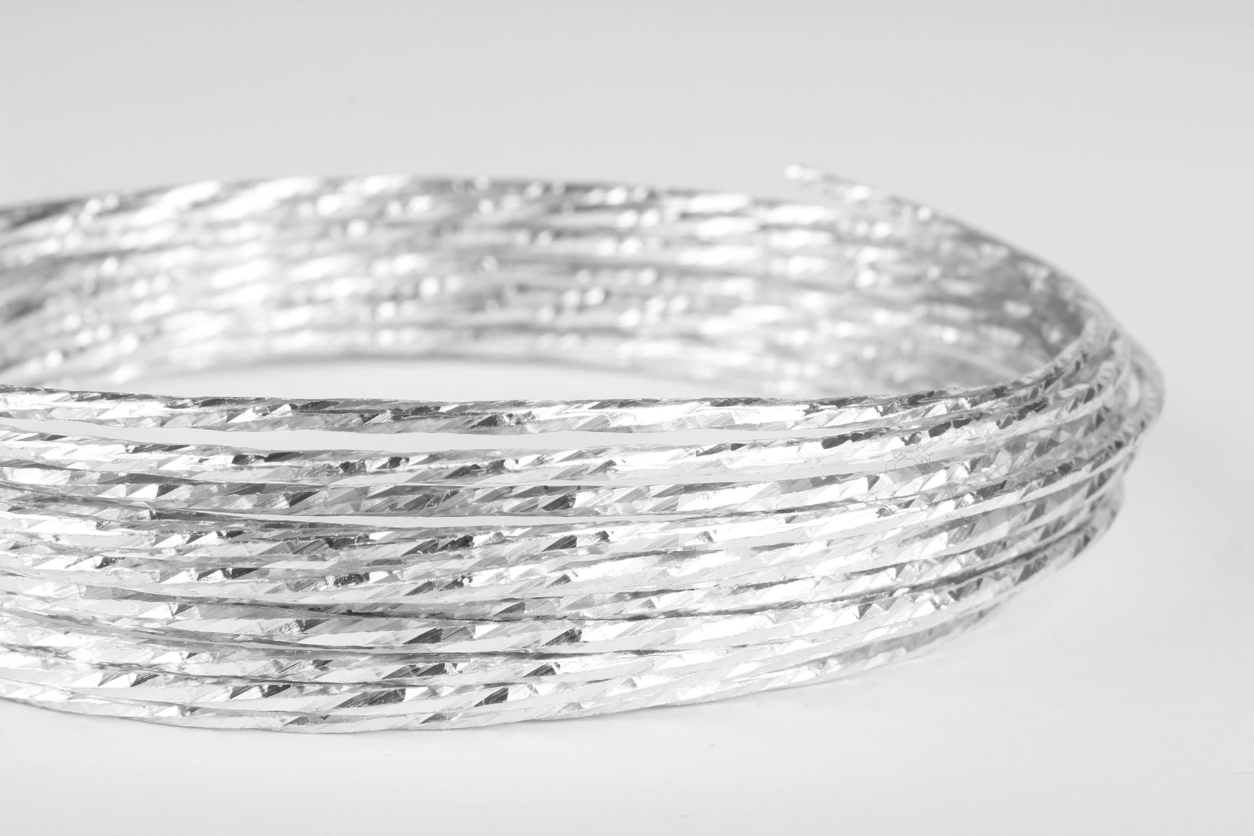 Creacraft Beading Style Wire - Aluminium Wire with Structured Surface (Diamond Cut 3, Silver)