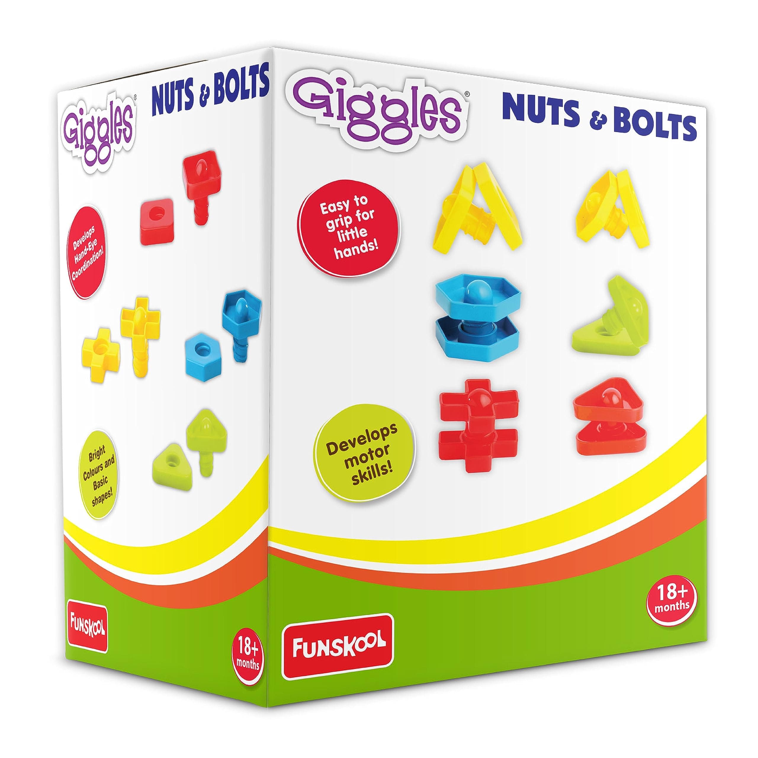 - Giggles Funskool Giggles - Nuts And Bolts,Interlocking Educational Blocks,Shape&Colours,18 Months&Above,Infant And Preschool Toys,Multicolor