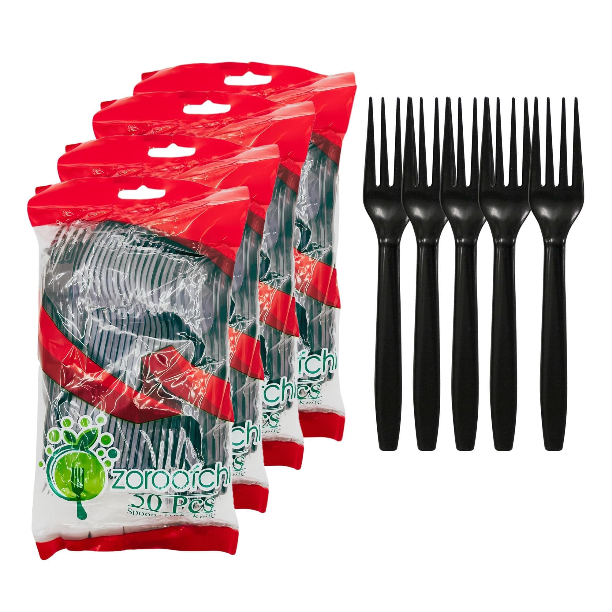 Disposable Plastic Fork Black 50-Pcs Pack of 6