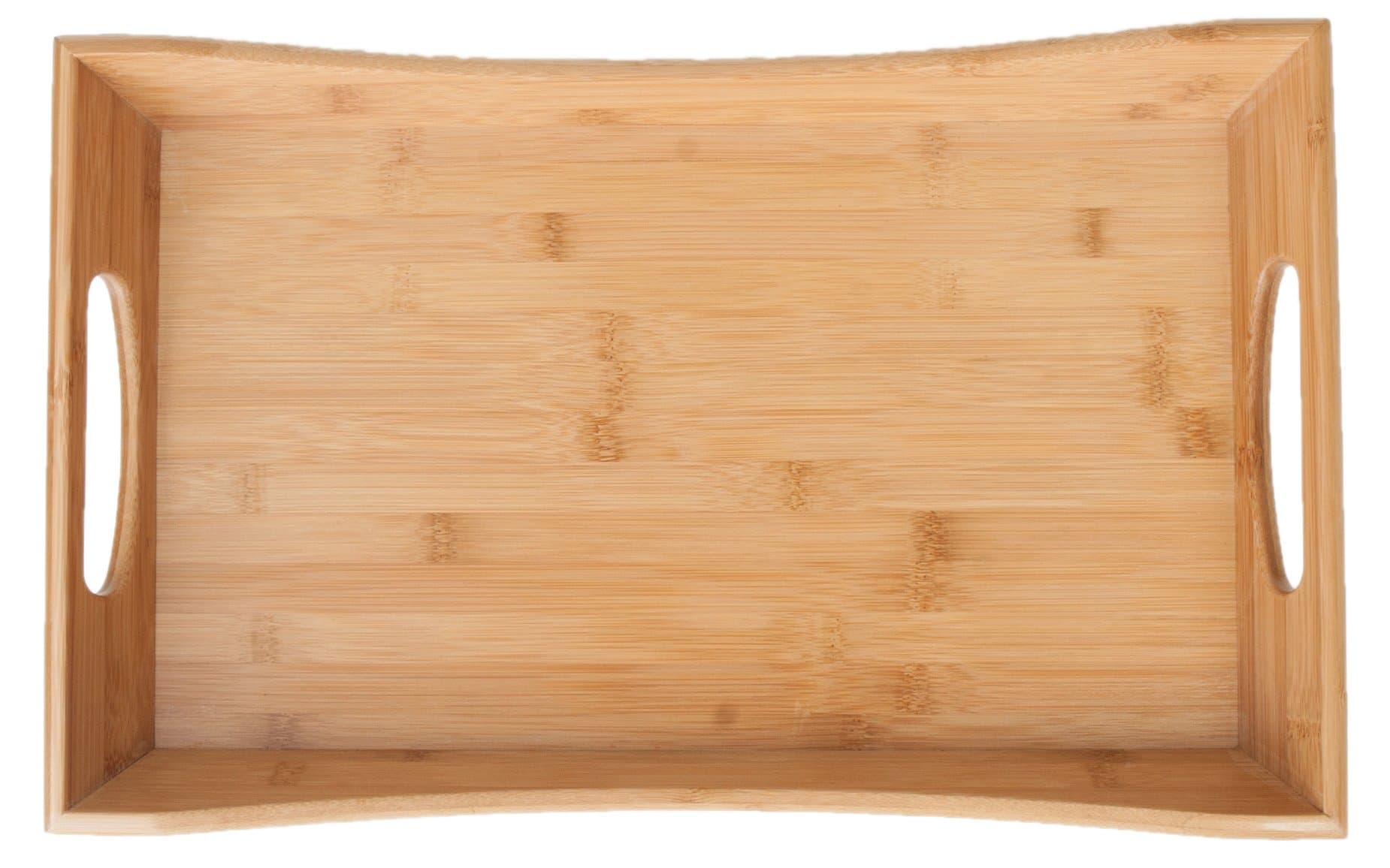 SB Trays Bamboo Serving Tray w/ Handles: Decorative rectangular ottoman tray; serve food, coffee or tea, or use as a party platter