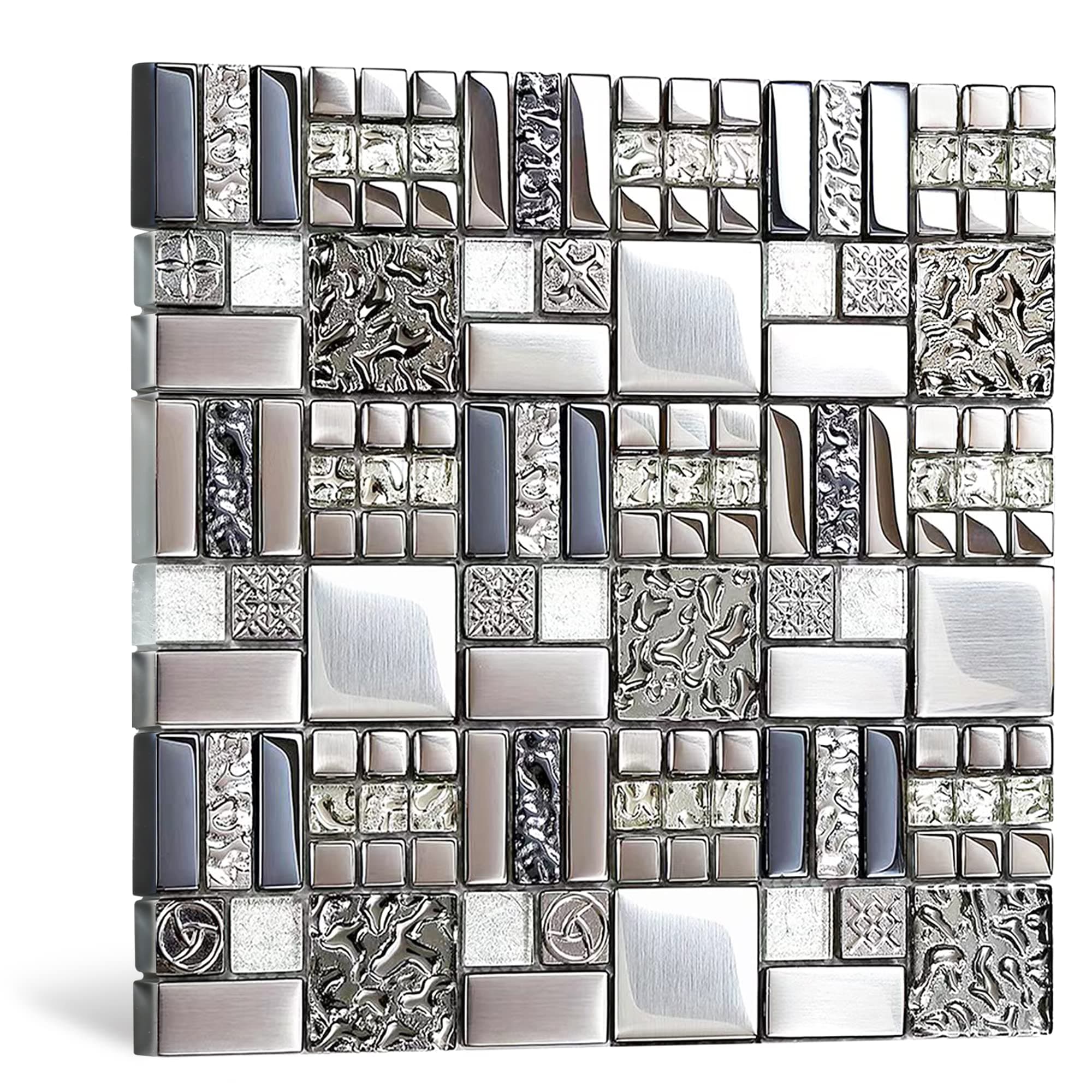 Silver Gray Glass Mosaic Tile