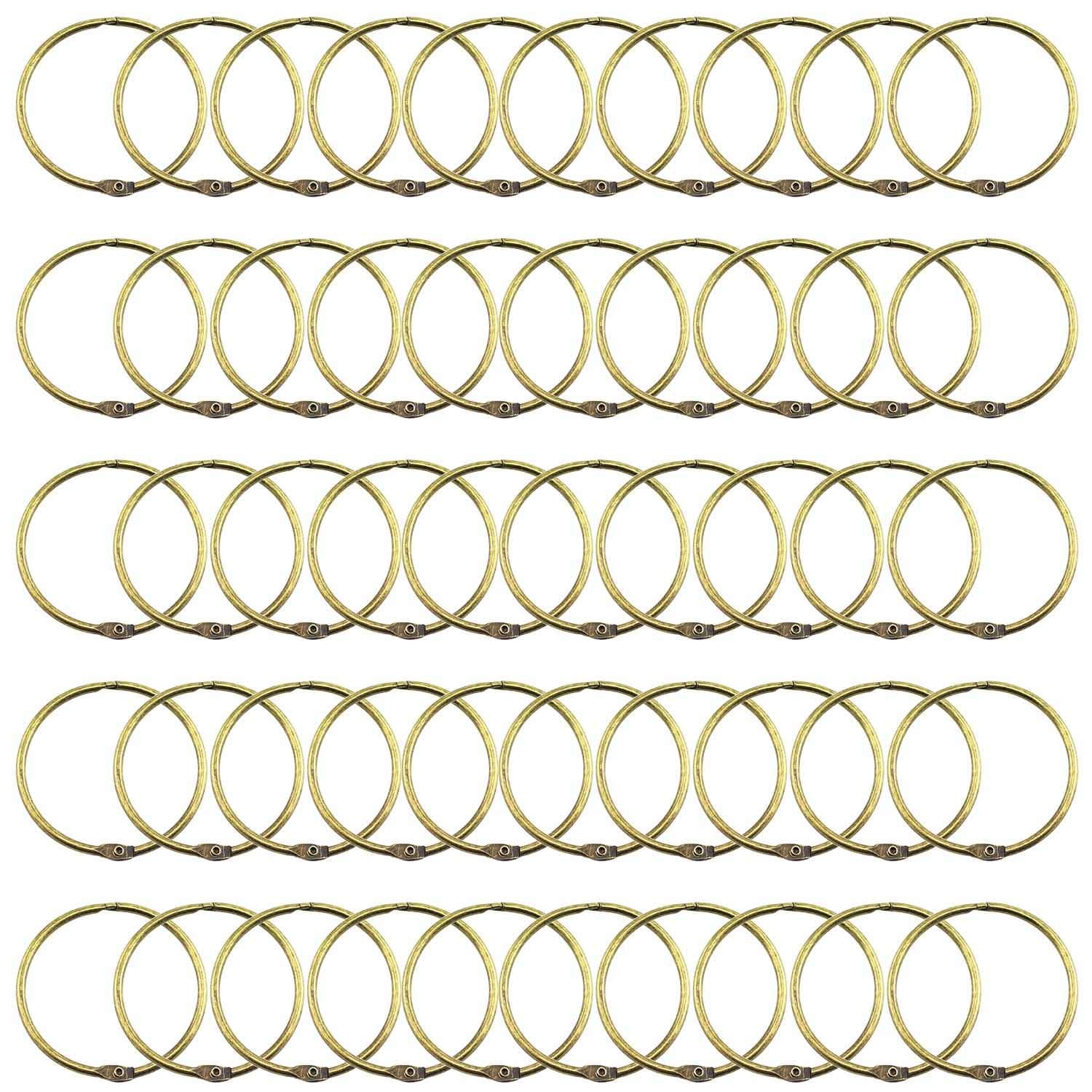 Lind Kitchen 50PCS 2" Book Ring Metal Loose Leaf Binder Hinged Buckle Binding Rings Scrapbook Sketchbook Craft Photo Album DIY Bronze 51mm