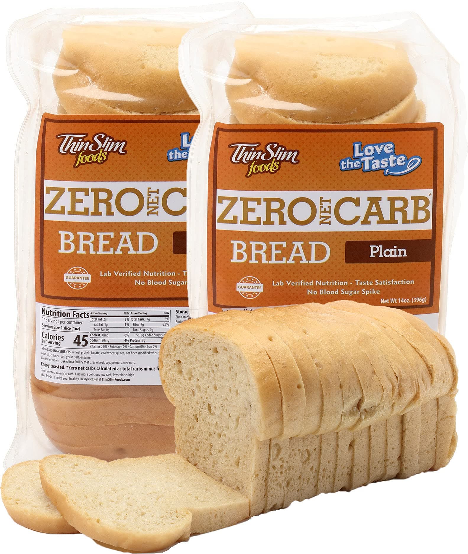 ThinSlim Foods Zero Net Carb Keto Bread | Low Carb Bread | Protein Bread | Plain (Pack of 2)