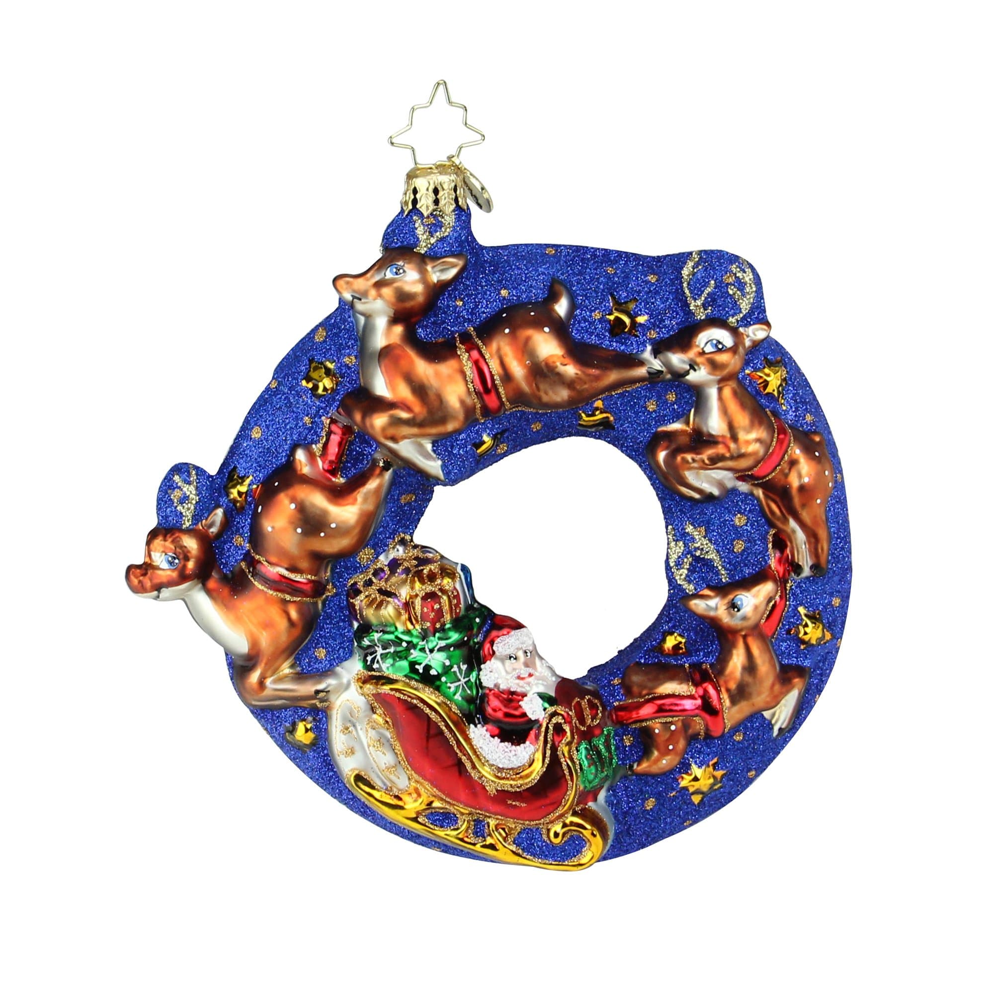 Christopher Radko 6.5" Santa's Midnight Ride Glittered Christmas Tree Ornament #1018955