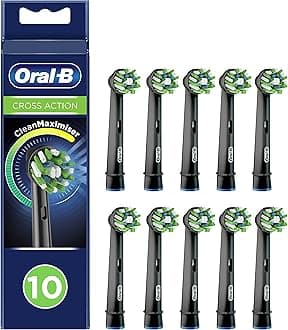 Pro Cross Action Black Replacement Brush Heads for Electric Toothbrushes, XXL Pack of 10 Refills