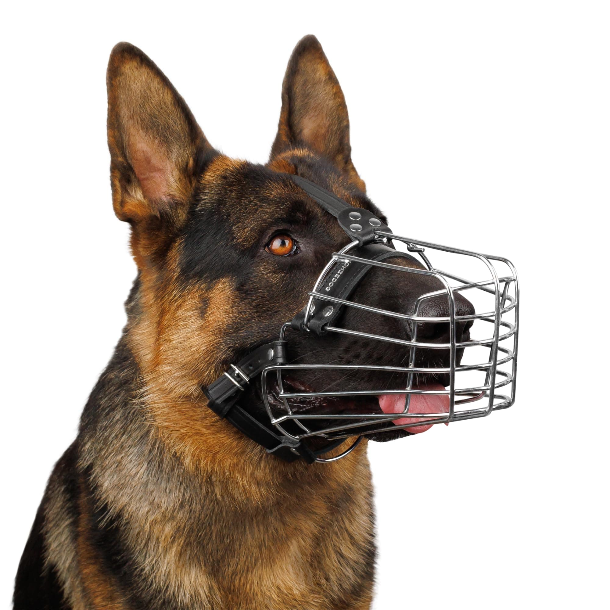 BRONZEDOG Wire Dog Mouth Ring German Shepherd for Medium and Large Dogs Adjustable Durable Metal Basket Prevents Chewing and Barking (M)