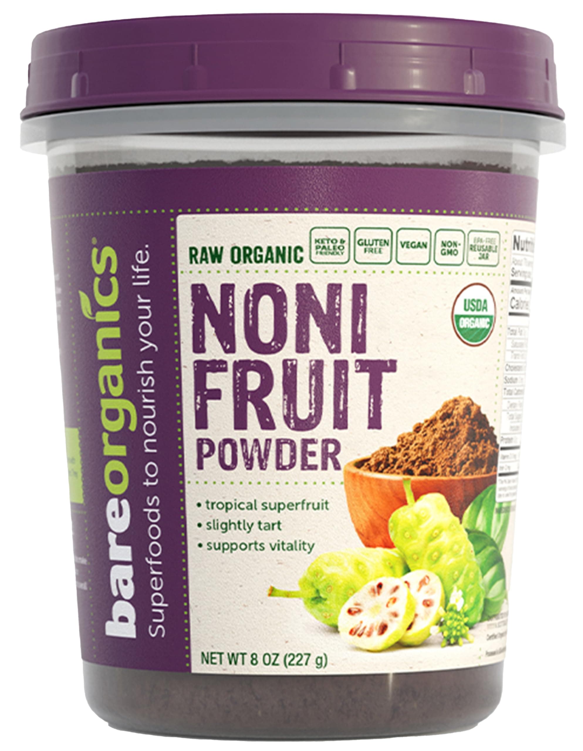 BAREORGANICS Noni Fruit Powder, 8 Ounce