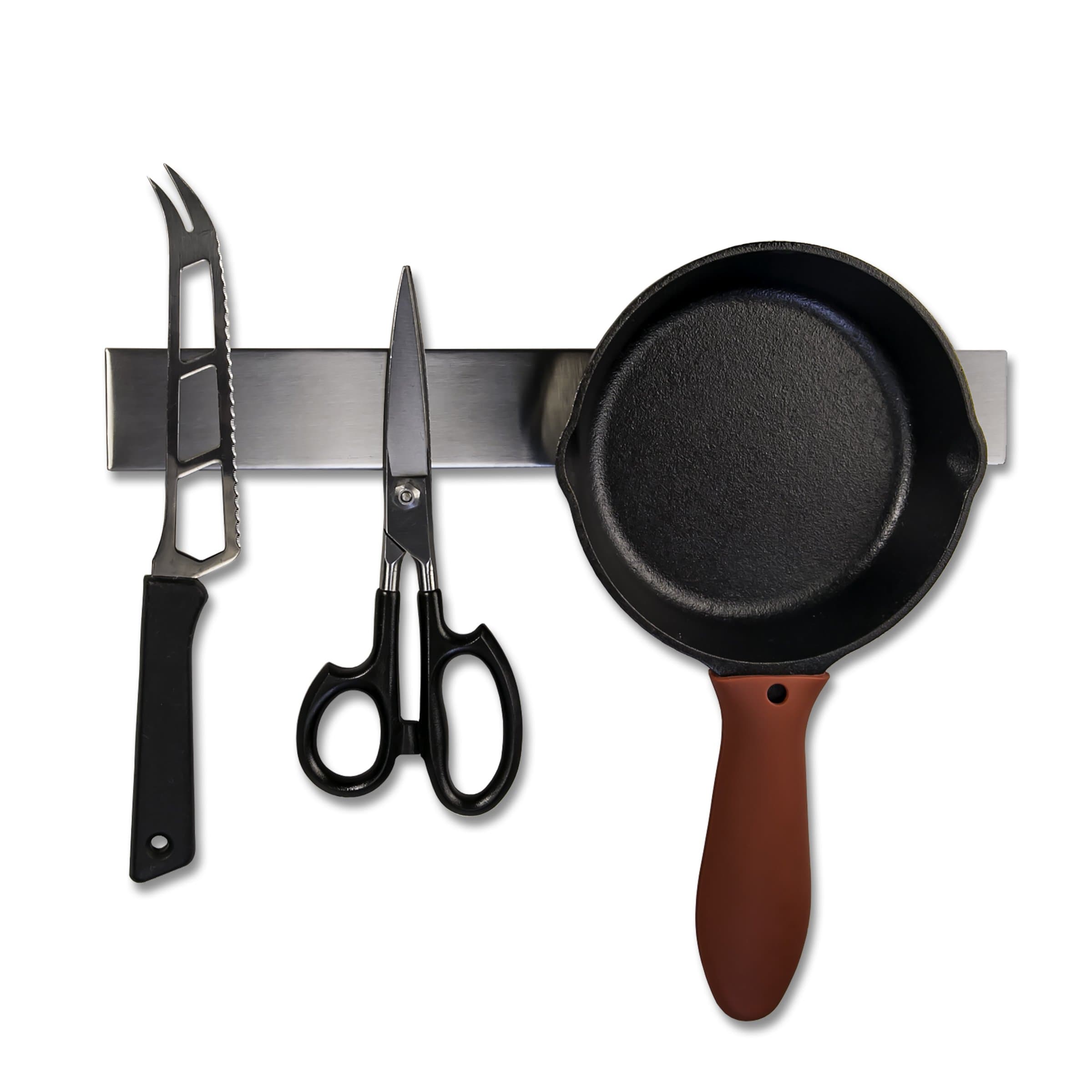 Professional Grade 14" Stainless Steel Magnetic Knife Holder, Multipurpose Functionality, Easy To Install, Mounts on Refrigerator.