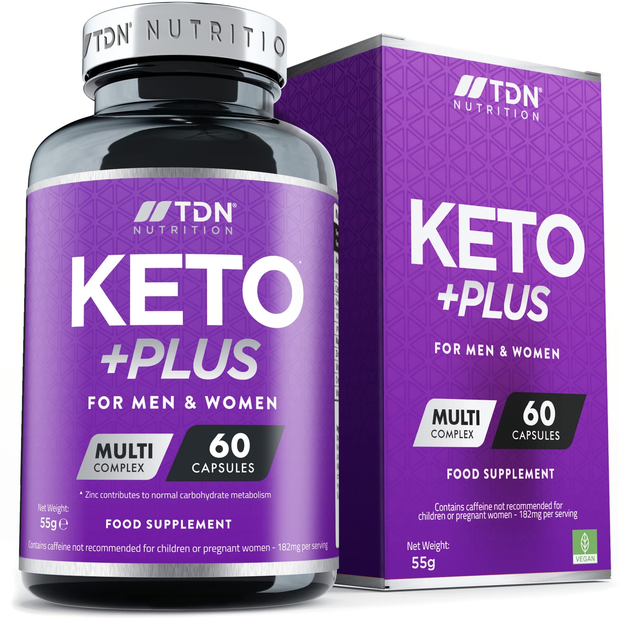 TDN Keto Plus Complex - 10% More Fat Burn with thermogenic Z-Boost Green Tea & mctOil - More bioavailability zinc for Metabolism - Energy Boosting with Magnesium & B-Vitamins - Vegan
