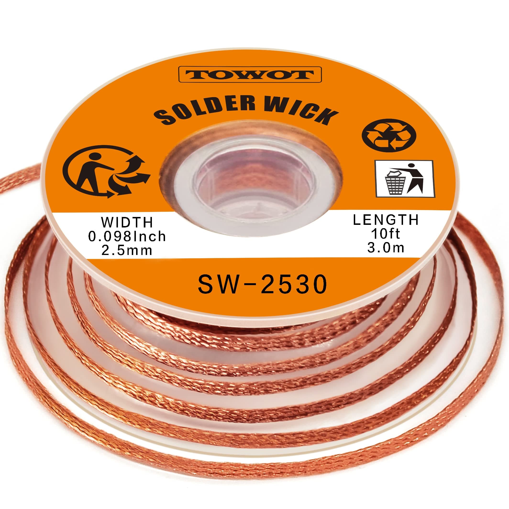 Solder Wick Braid 10ft Desoldering Wick Braid Remover Tool With Flux No-Clean Soldering Wick Desolder Soldering 0.1 inch Width